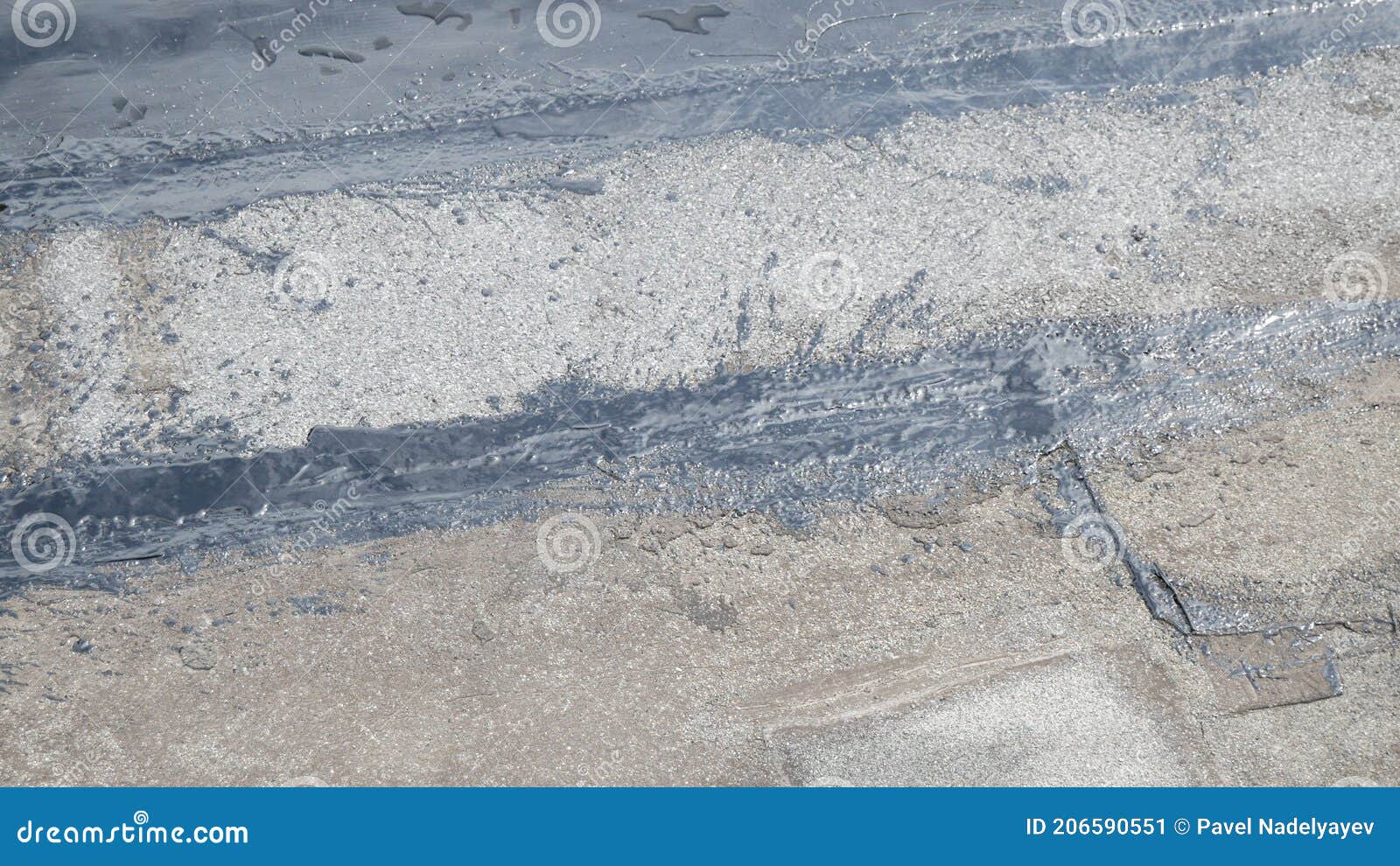 Working Seals Cracks on the Roof with Help of Melted Tar. Roof Repair