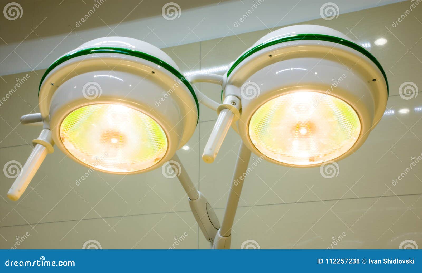 working shadowless surgical lamp in operating room during surgery medical operation nobody close-up