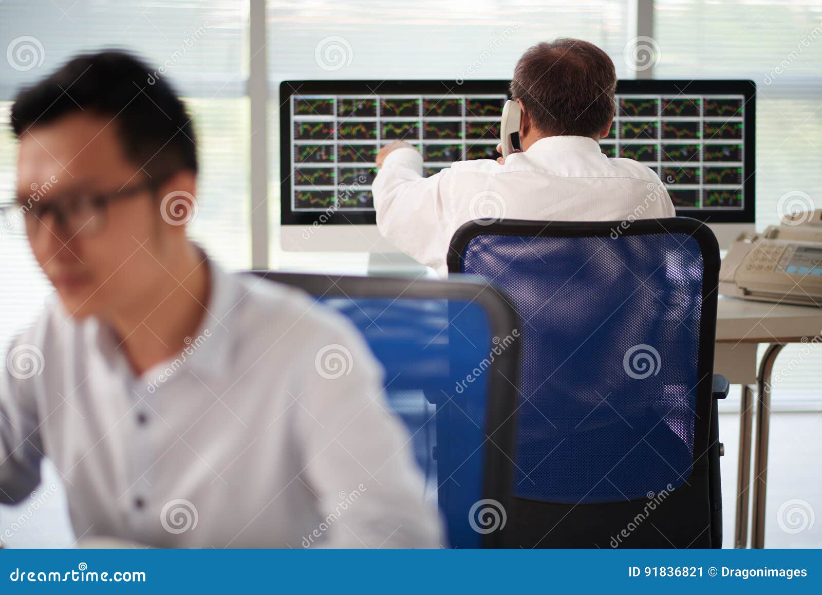 Working at stock exchange stock image. Image of office 91836821