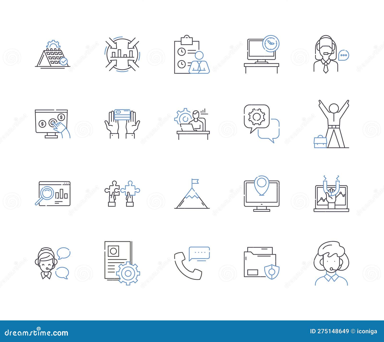 working team outline icons collection. collaborative, unit, cooperative, productive, efficient, effective, unified