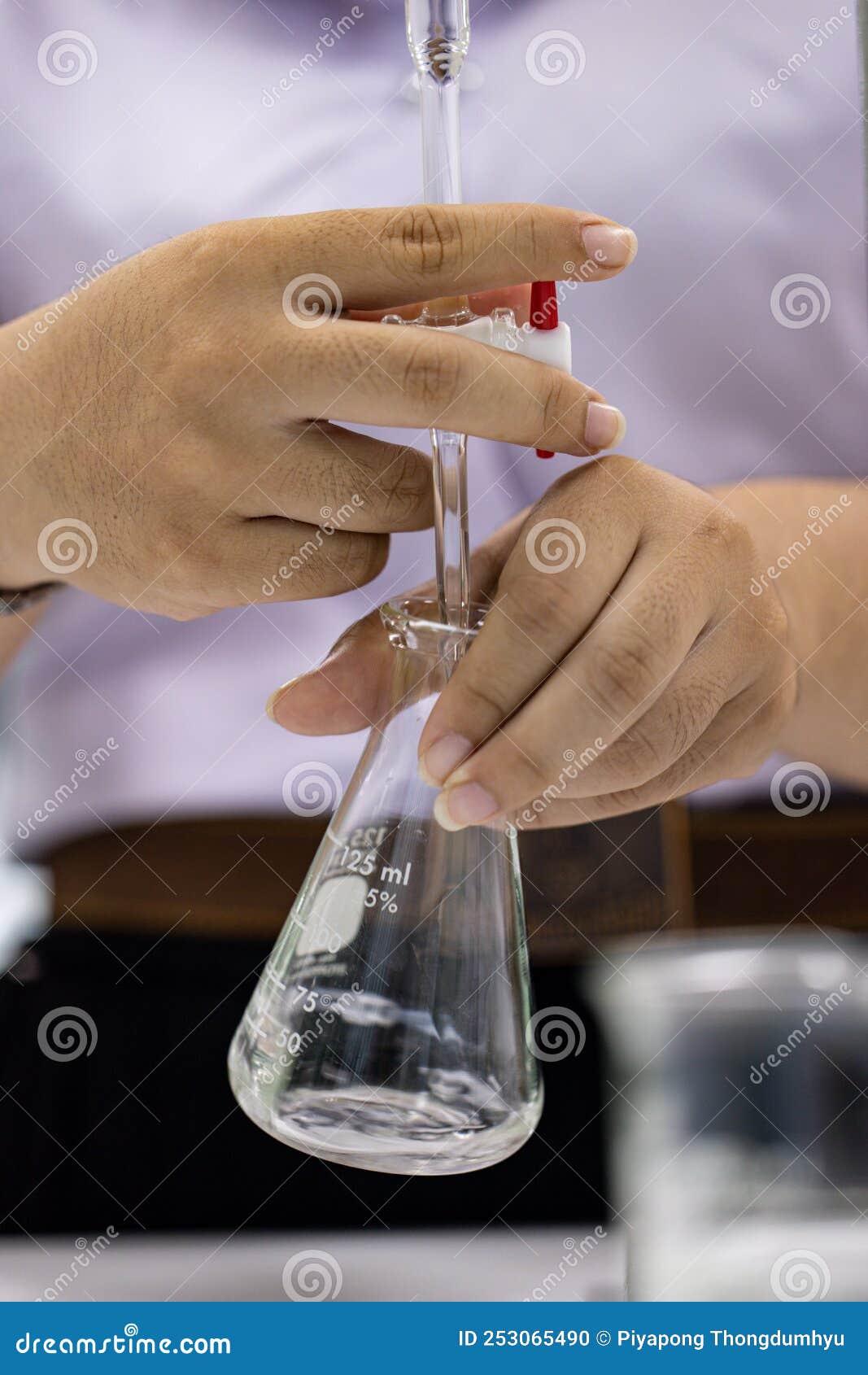 Working Titration Technique in the Laboratory. Stock Photo Image of