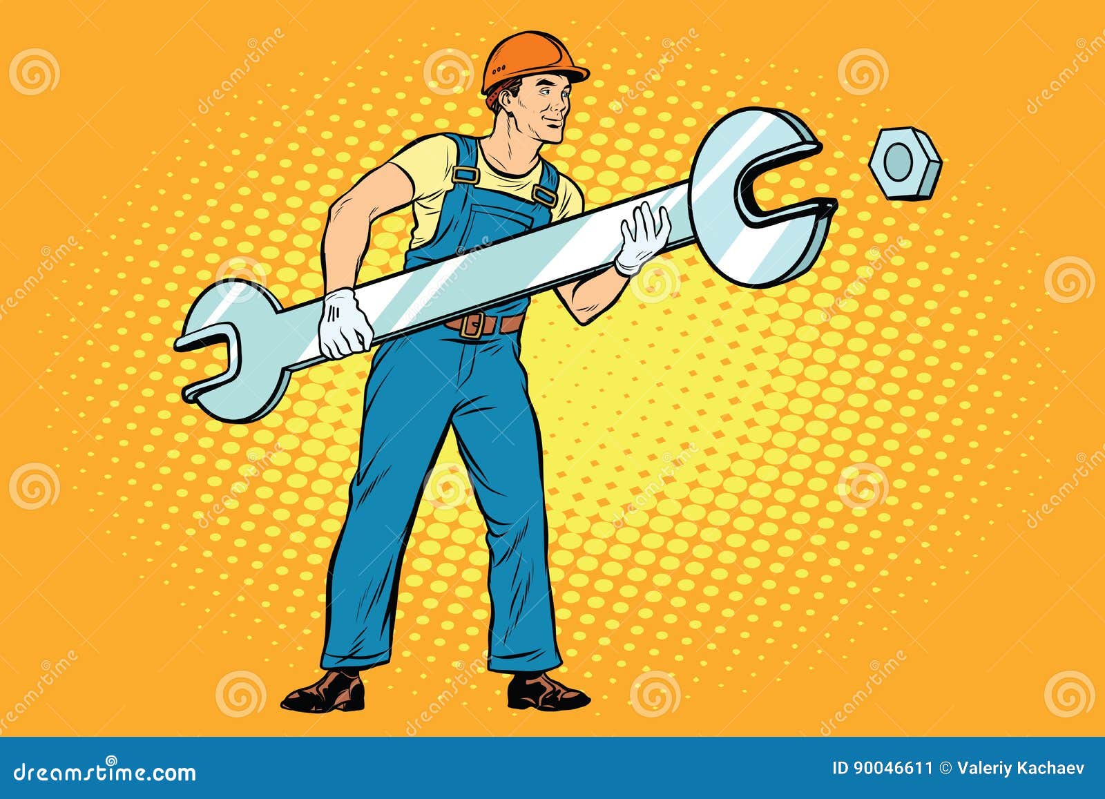 Working To Tighten the Screws Stock Vector - Illustration of retro ...