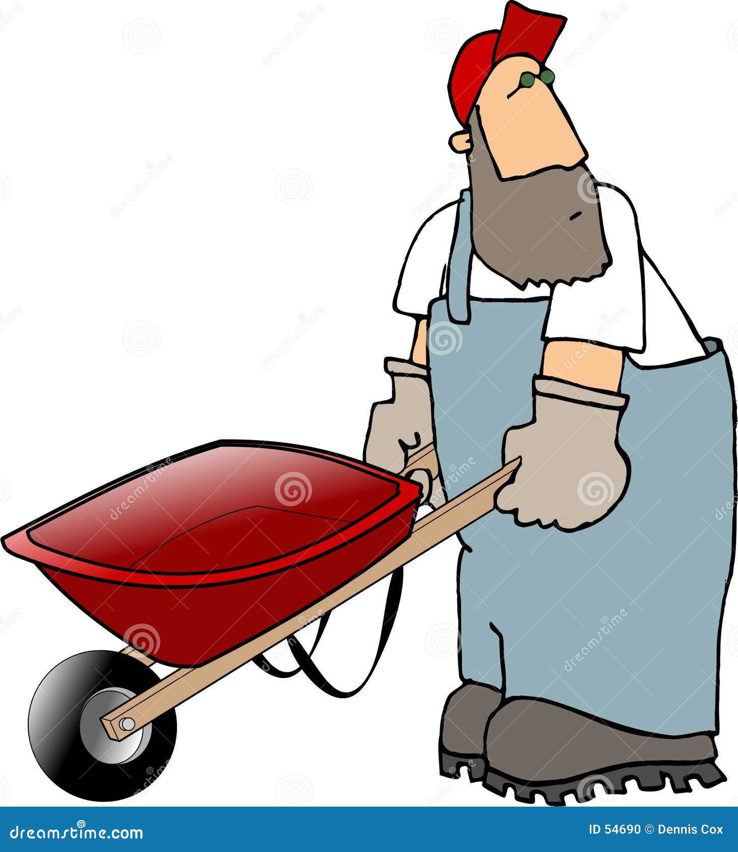 workman pushing a wheelbarrow