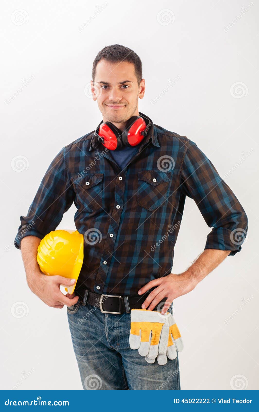 Workman Wearing Full Protective Gear Stock Photo Image of