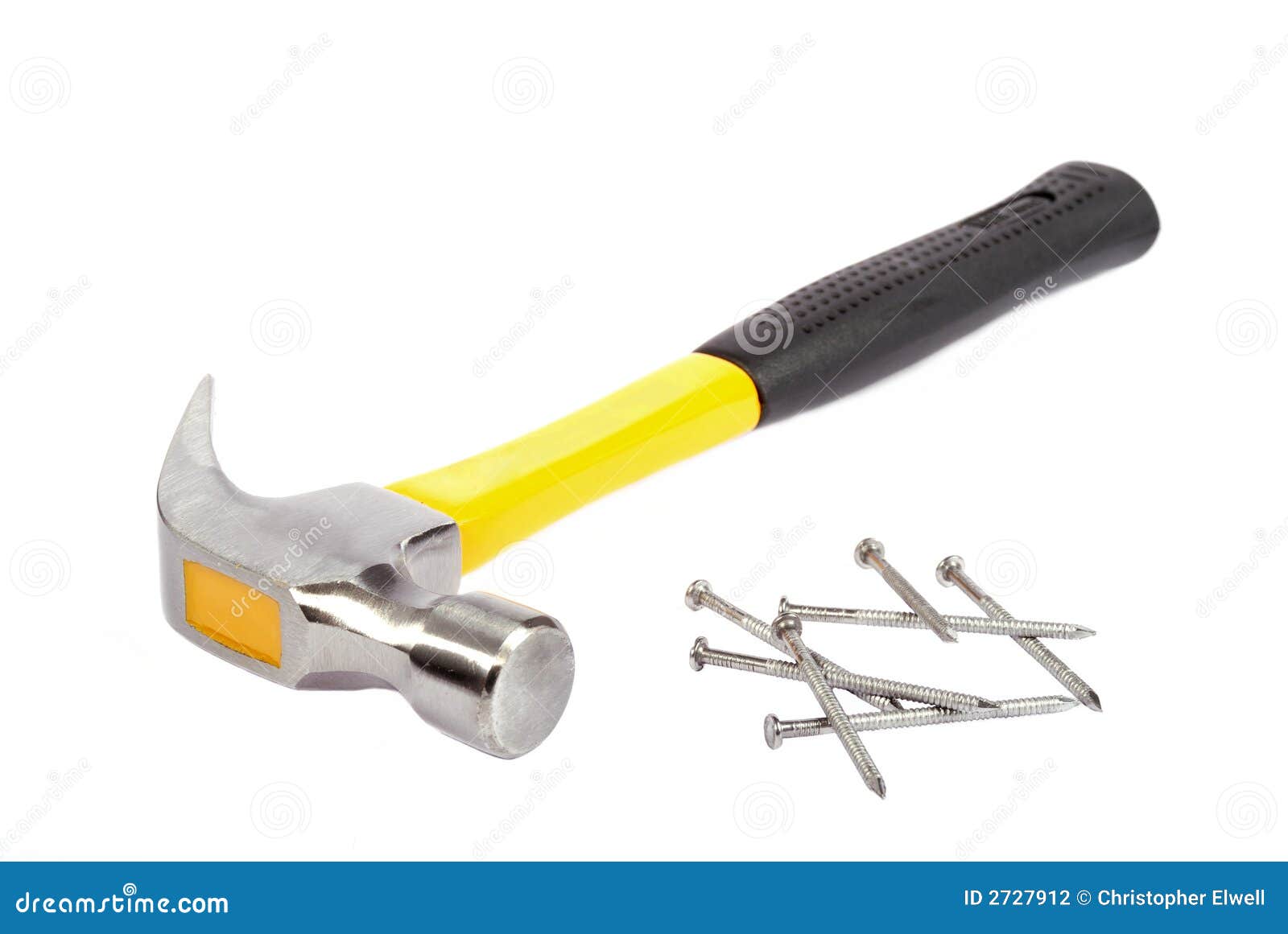A Workmans Hammer & Nails Stock Photo Image of background, labourer