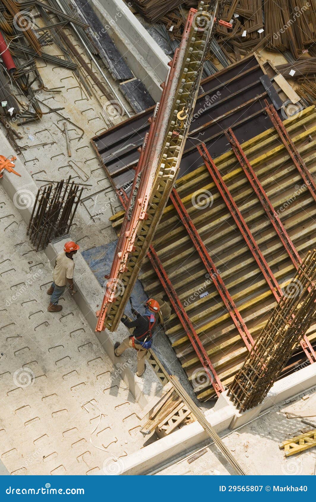Workmen and Lifting Equipment on Construction Site Stock Image Image of architecture, activity