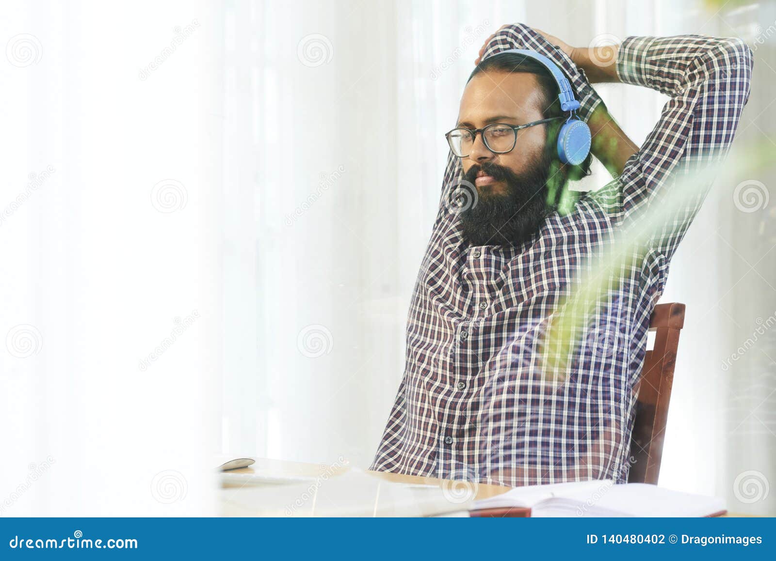 Workout By Desk Stock Photo Image Of Relax Music Exercise