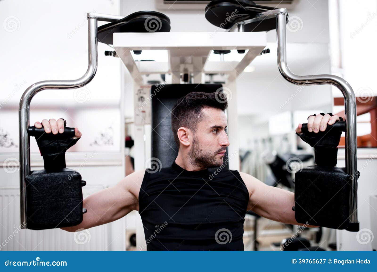 Workout at the Gym, Chest Exercise at Bench Stock Image Image of
