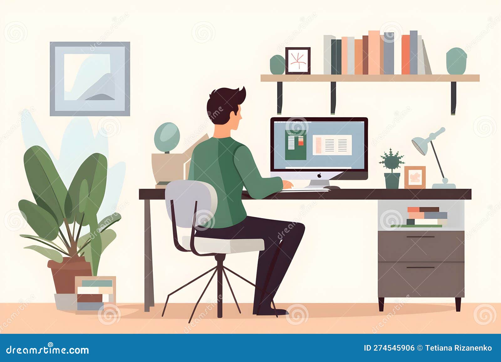 Workplace of Freelancer Working from Home Office, Remotely and Distant. Employee Using Laptop