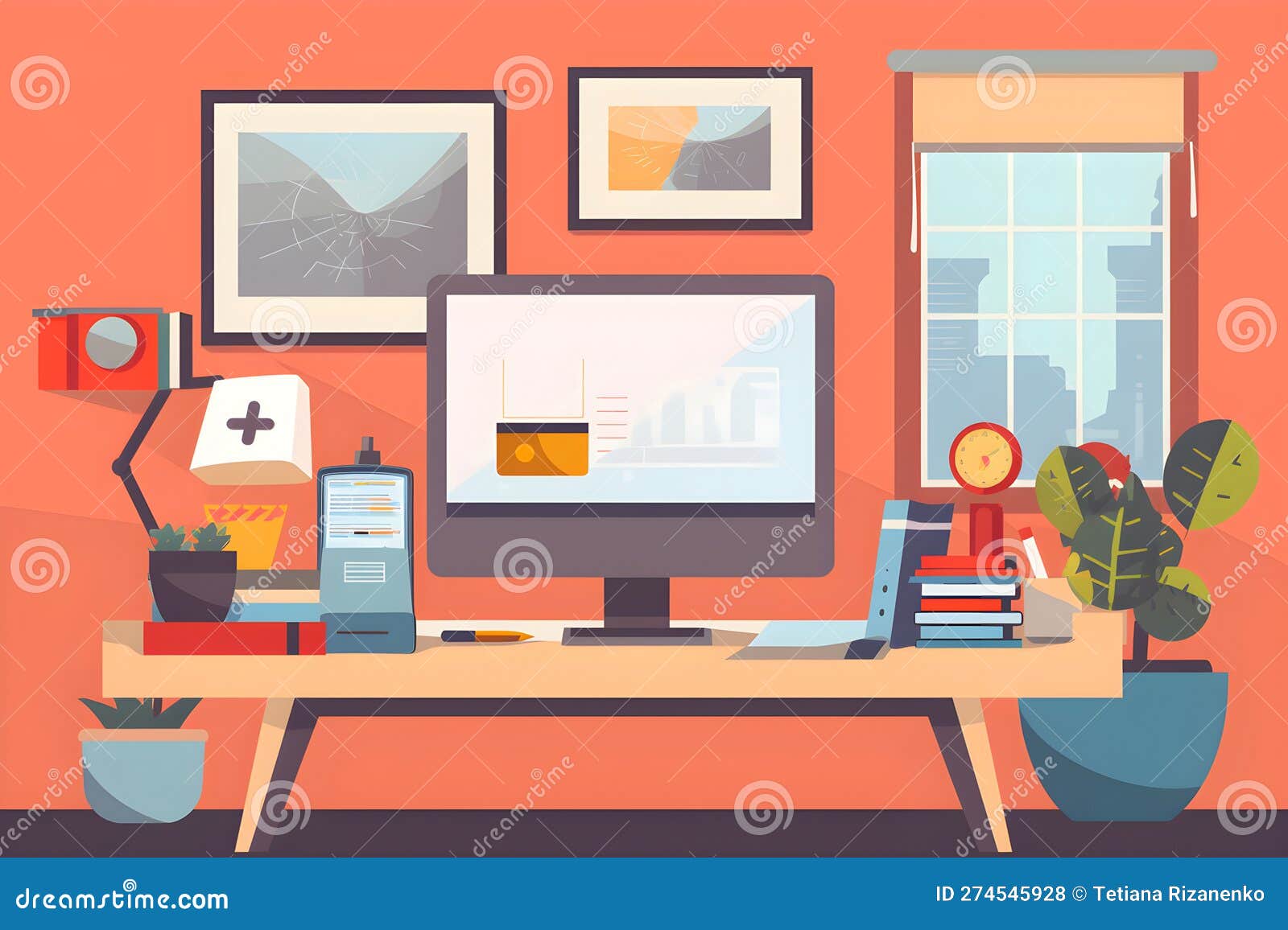 Workplace of Freelancer Working from Home Office, Remotely and Distant