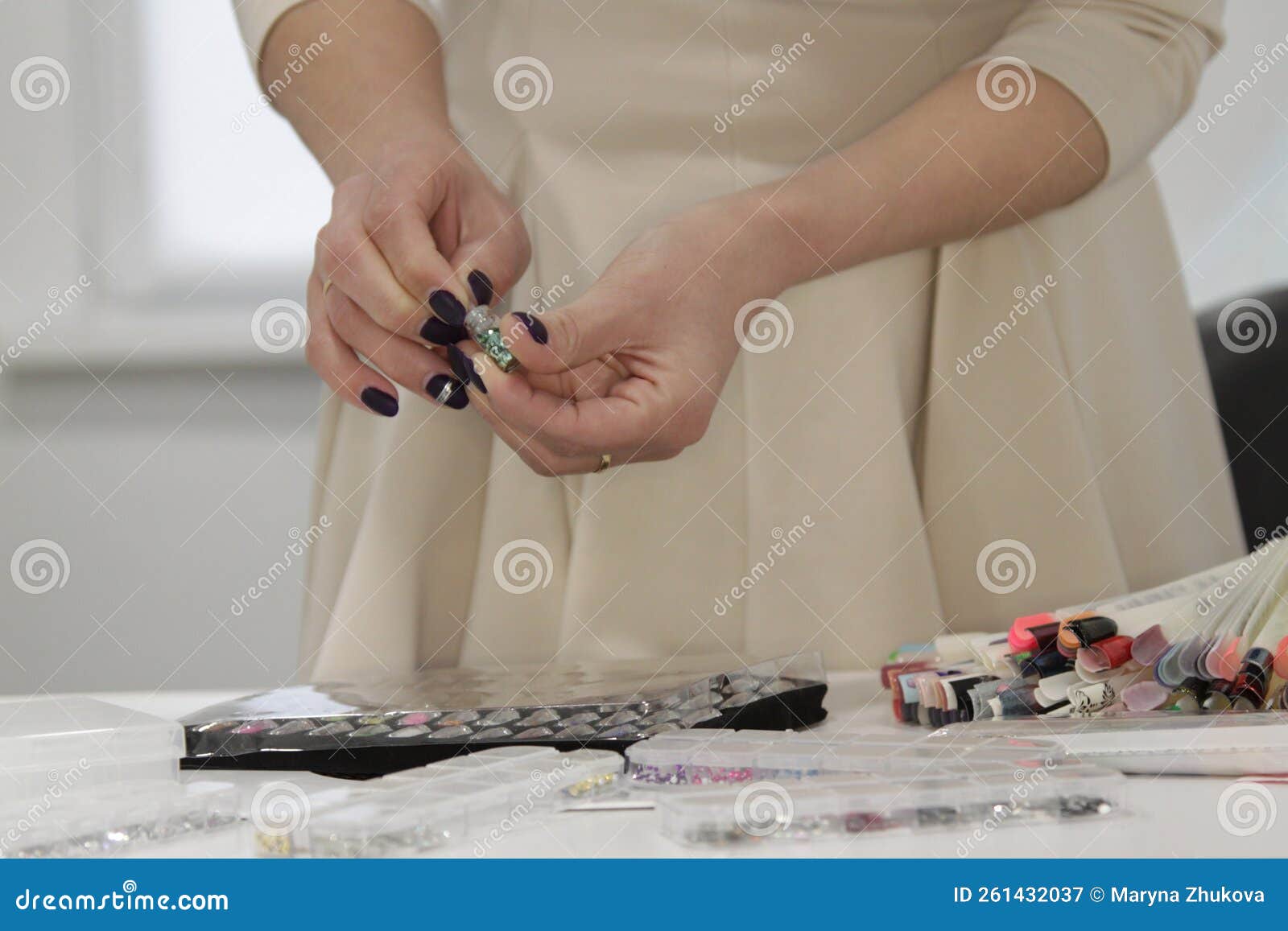 Workplace of a Manicure Master. a Salon Specialist Performs Work with a