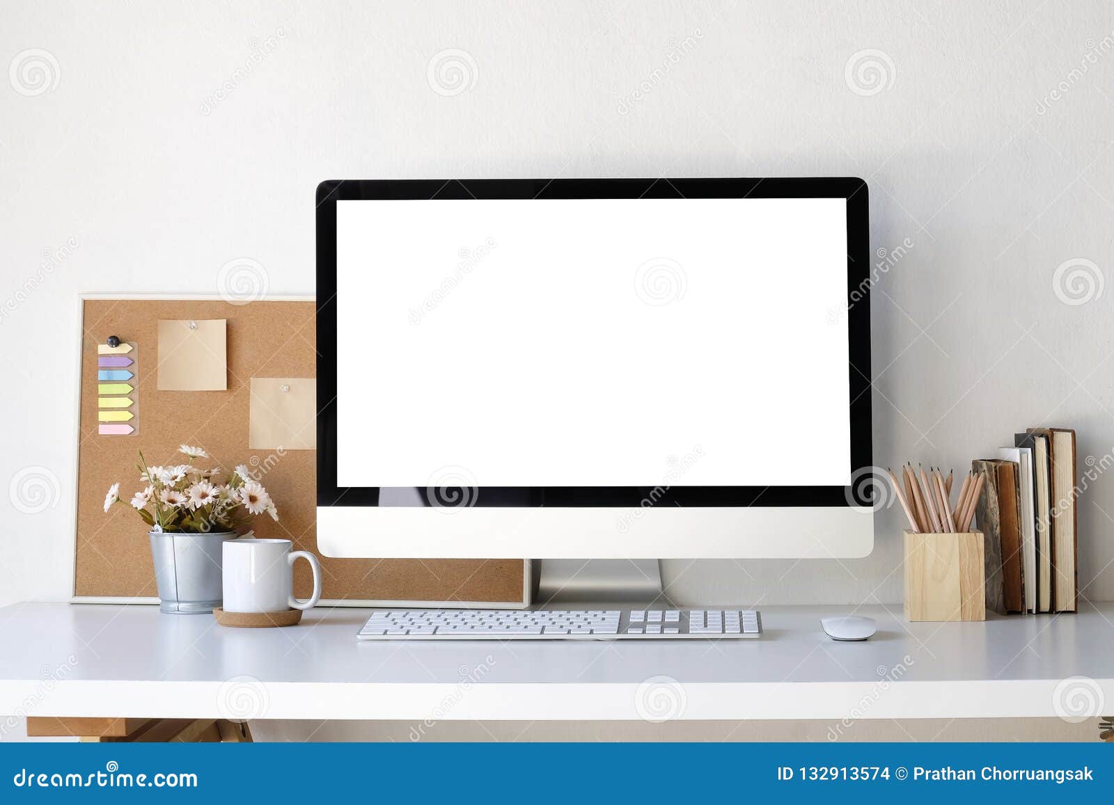 Download Workplace Mockup Concept. Mock Up Home Decor Desktop Computer Wi Stock Photo - Image of concept ...
