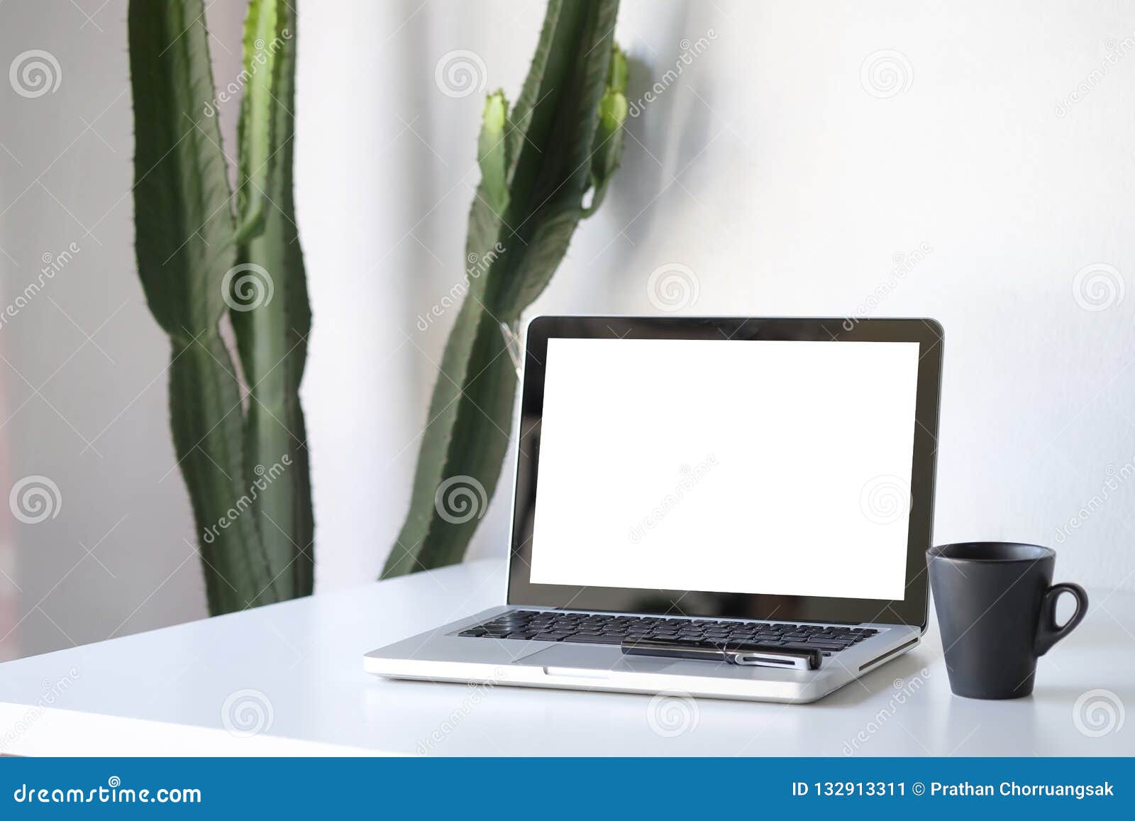 Download Workplace Mockup Concept. Mock Up Home Decor Laptop Computer And Stock Image - Image of design ...