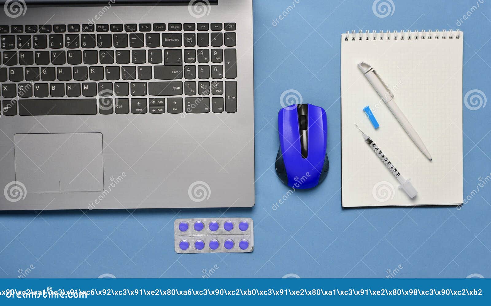 Workplace Of A Modern Doctor Laptop Wireless Mouse Notebook