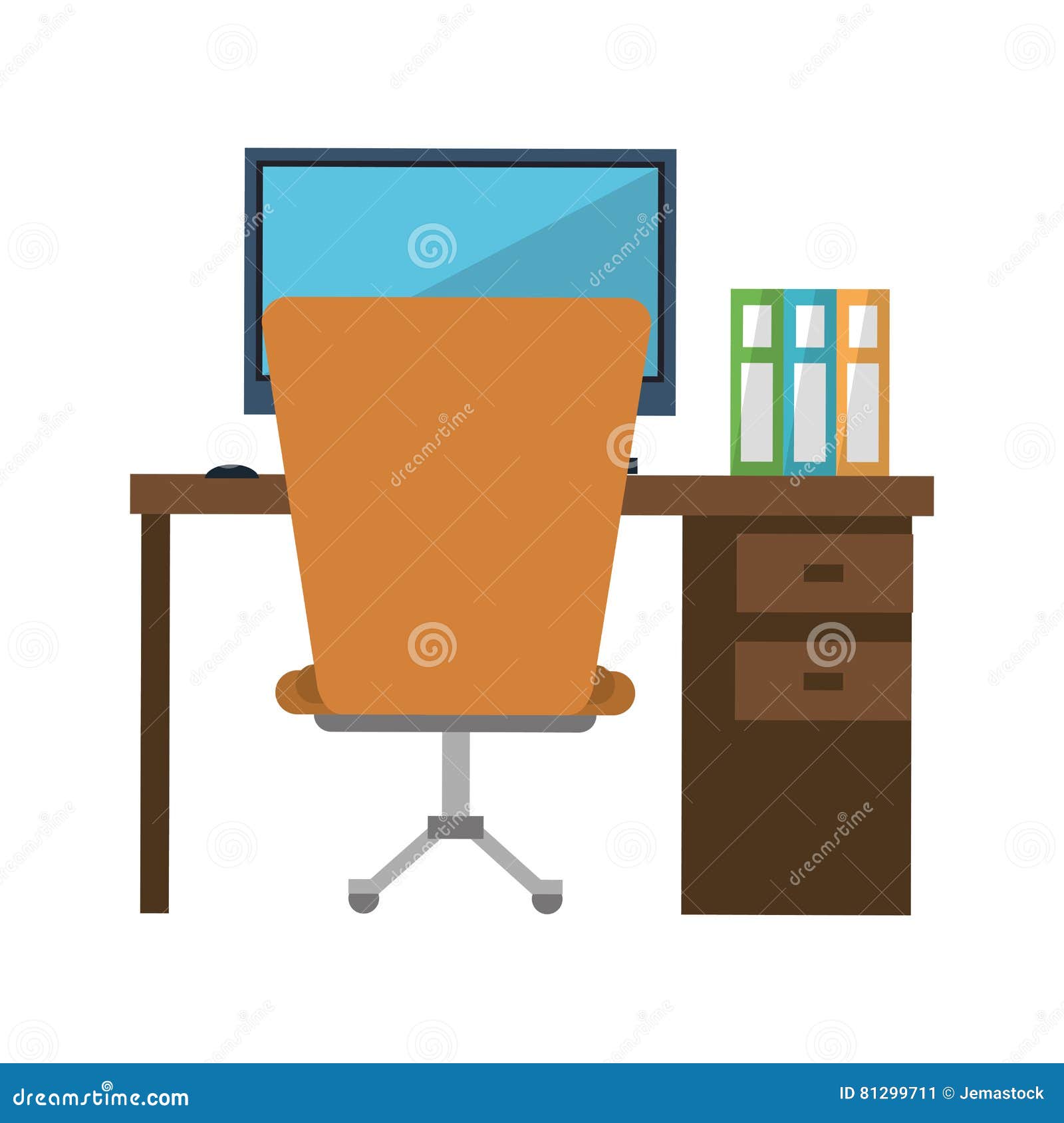 Workplace Office Space Equipment Design Stock Vector Illustration of