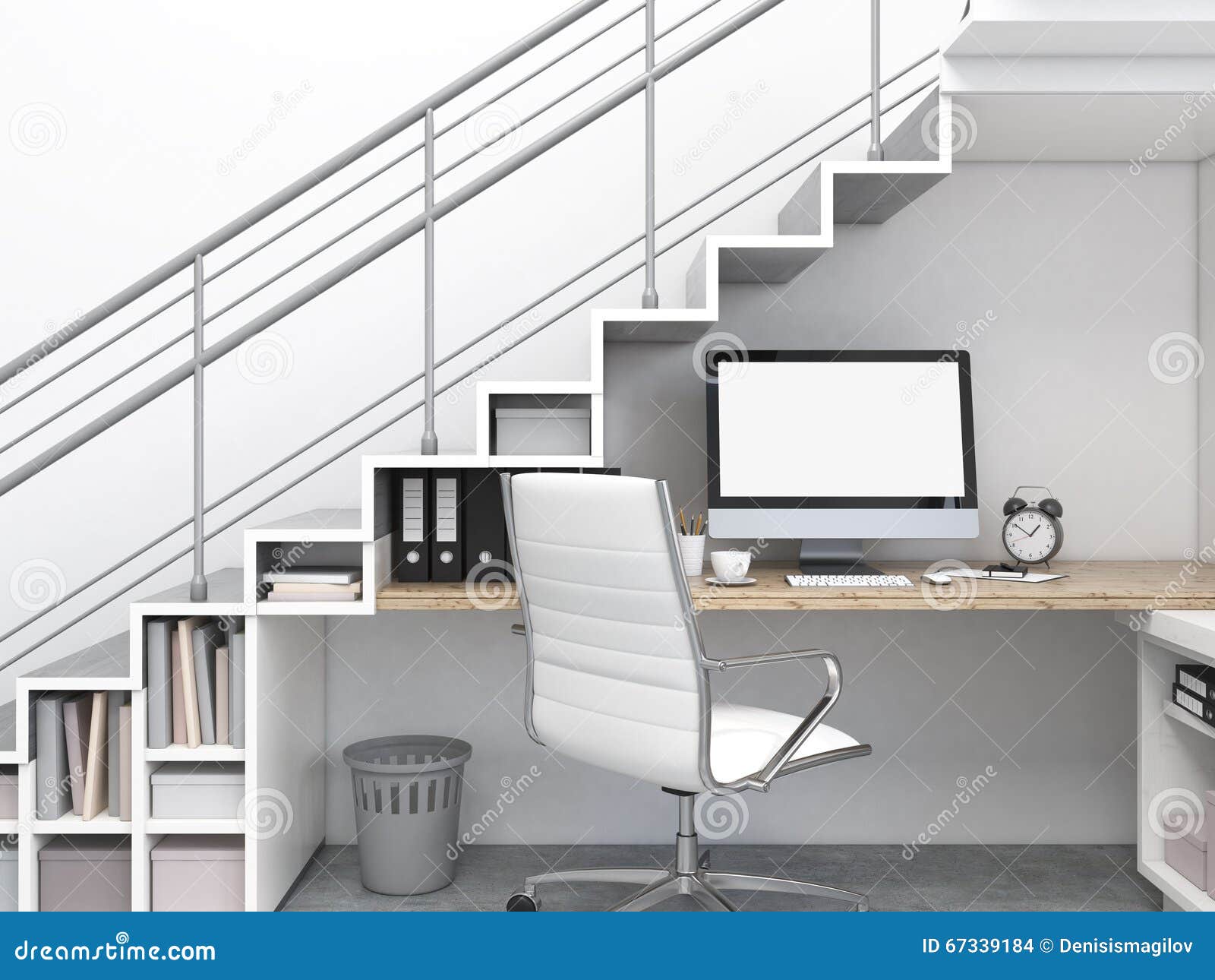 Workplace Under The Stairs Stock Illustration Illustration Of