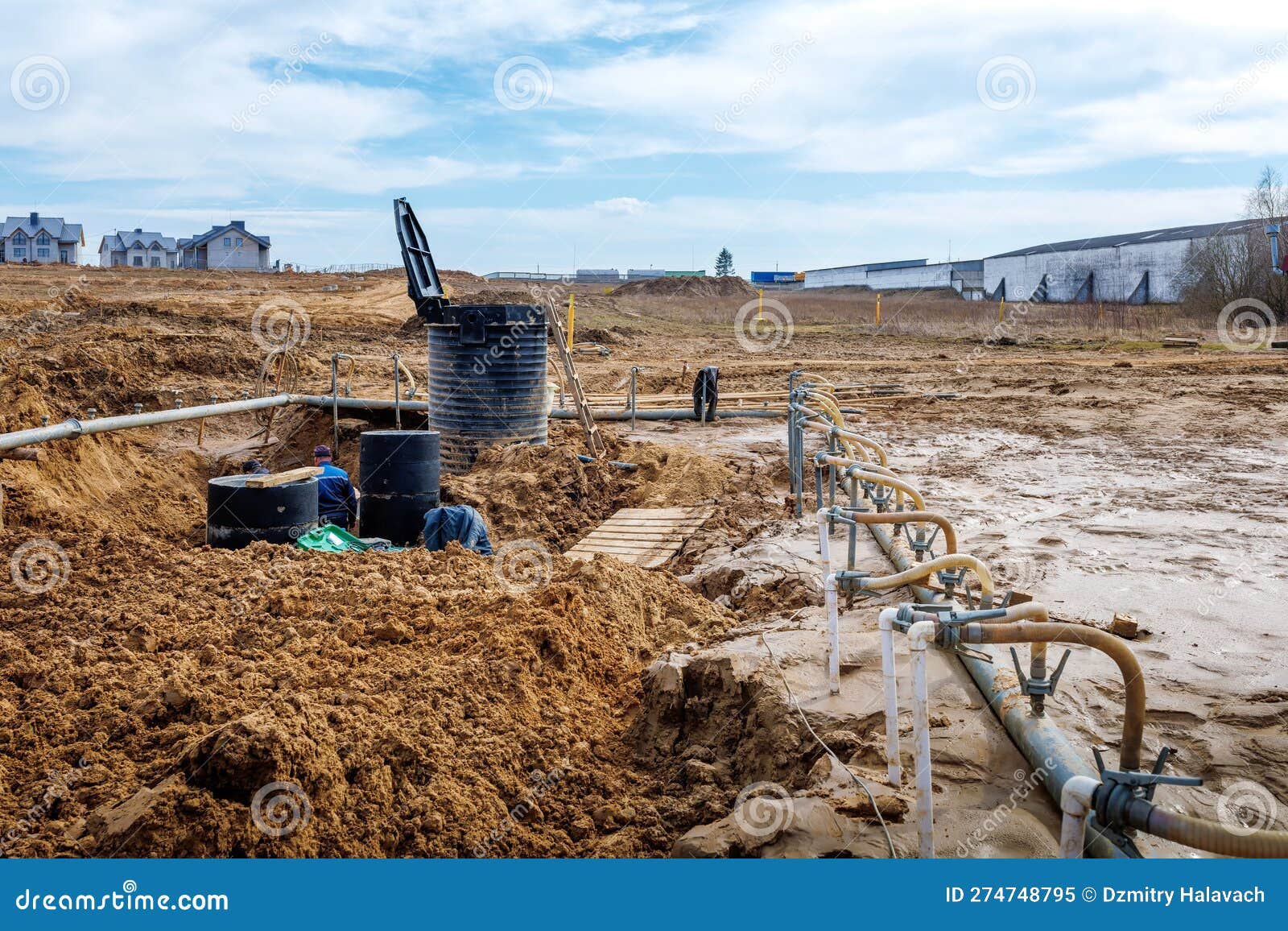 Works on the Installation of a Dewatering System in the Open Air with a