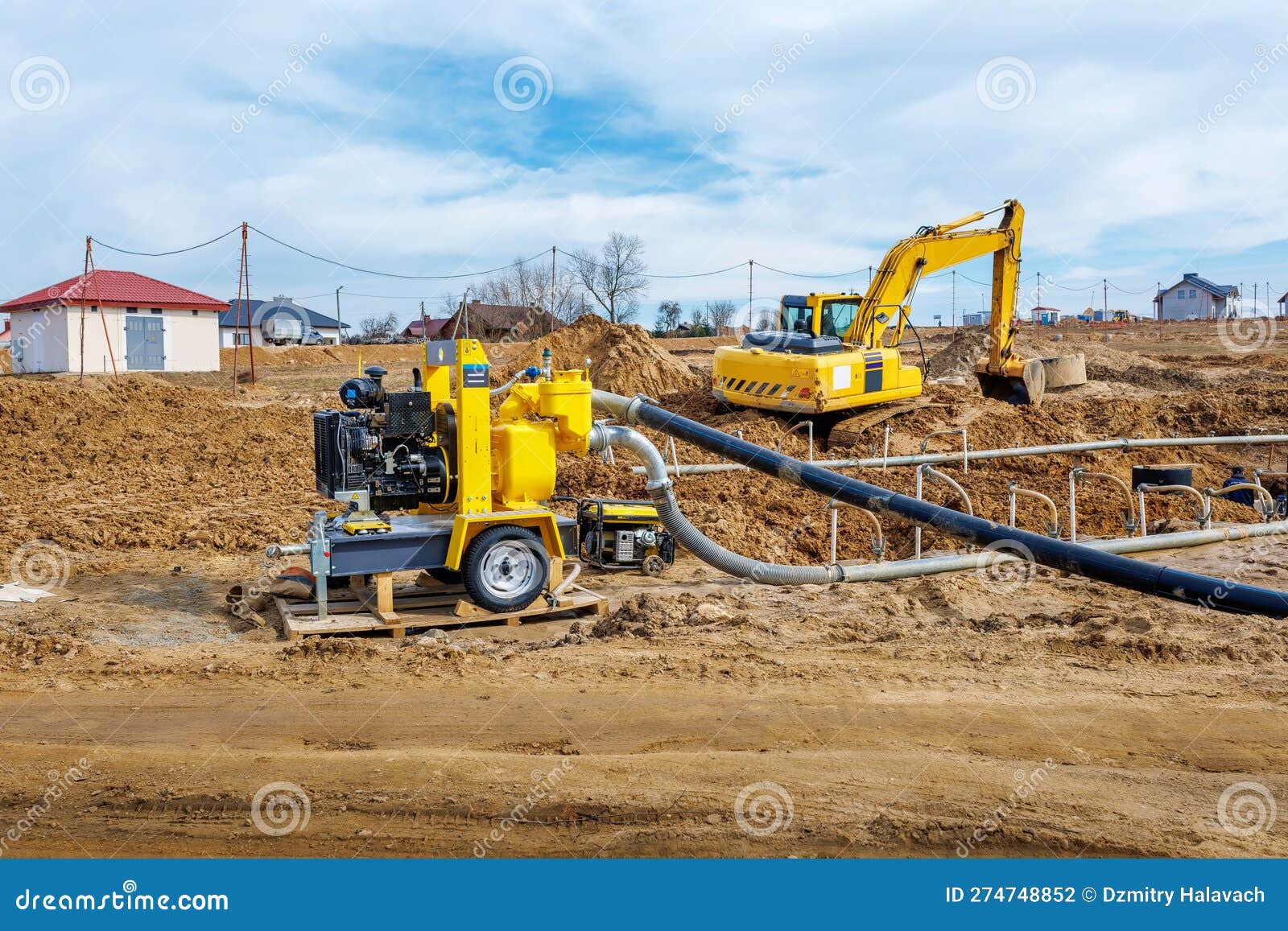 Works on the Installation of a Dewatering System in the Open Air with a