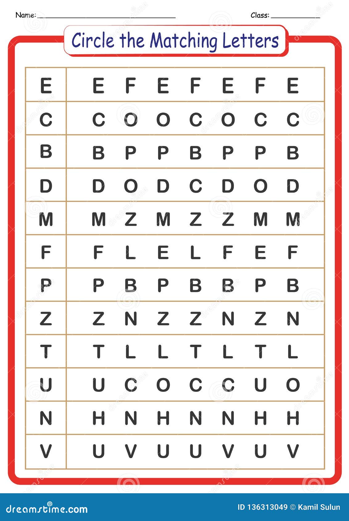 Worksheet for Kids, Circle the Letters that Match the First Letter in ...