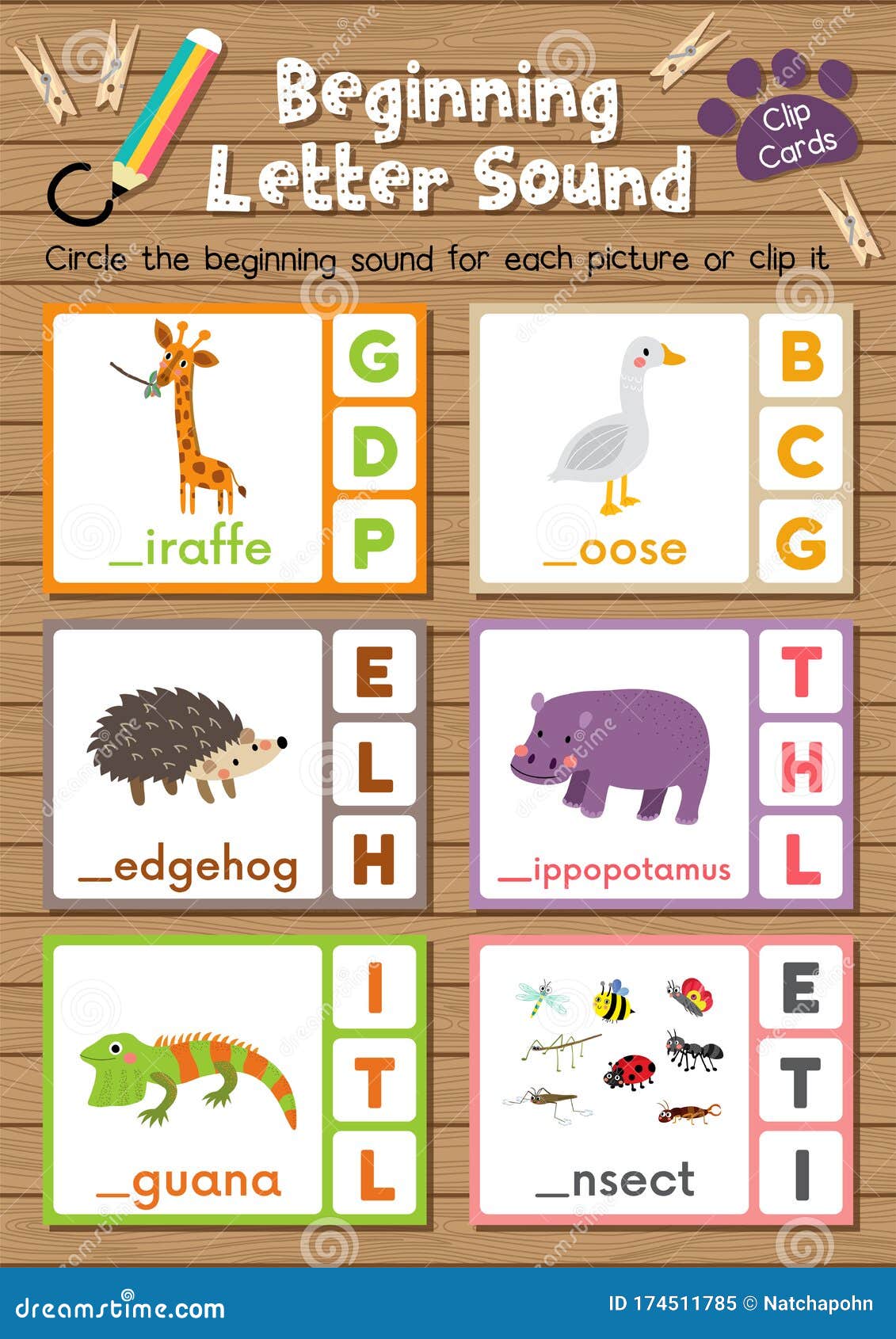 Worksheet Matching Vocabulary GHI Stock Vector - Illustration of