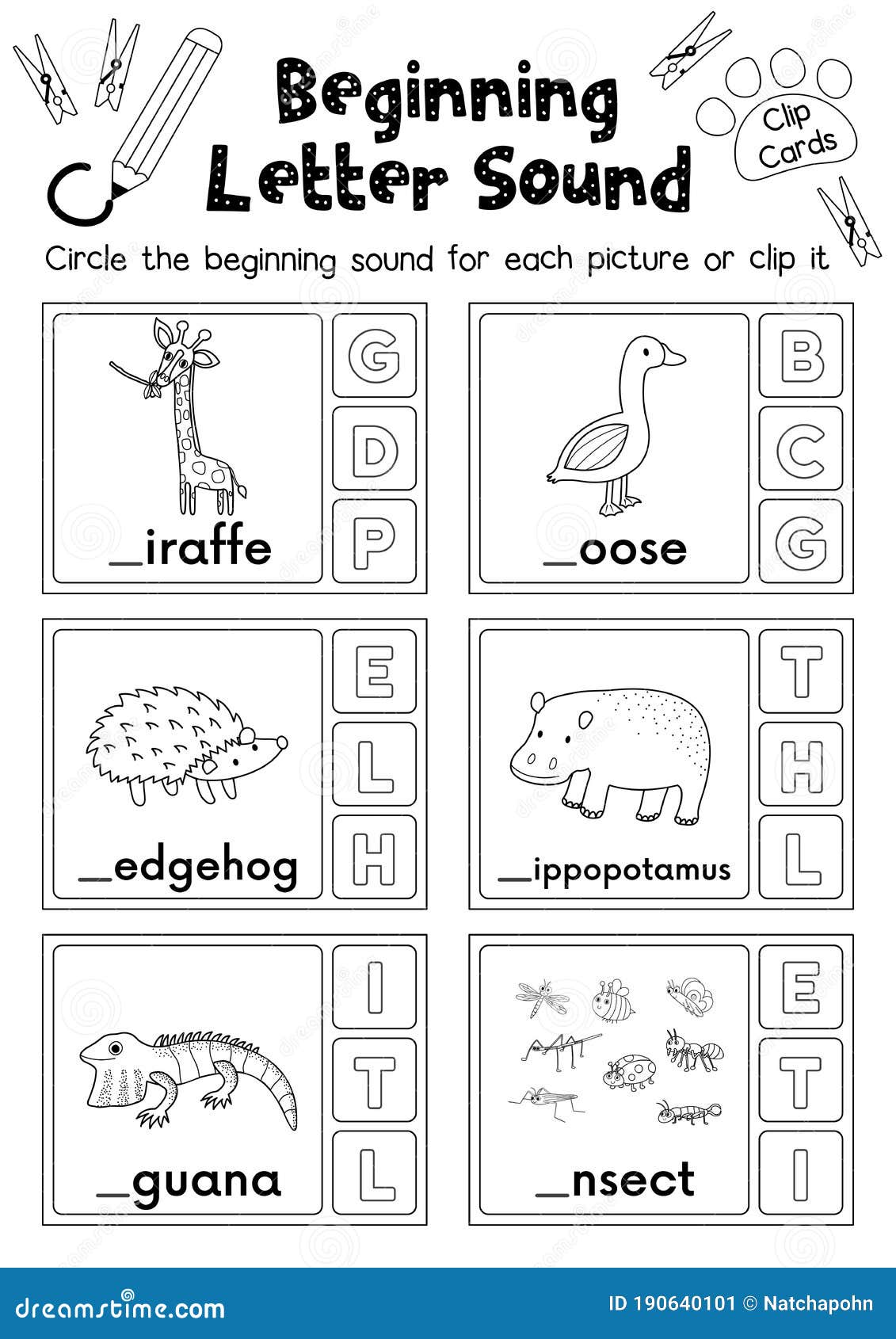 Worksheet Matching Vocabulary GHI Coloring Page Version Cartoon Vector