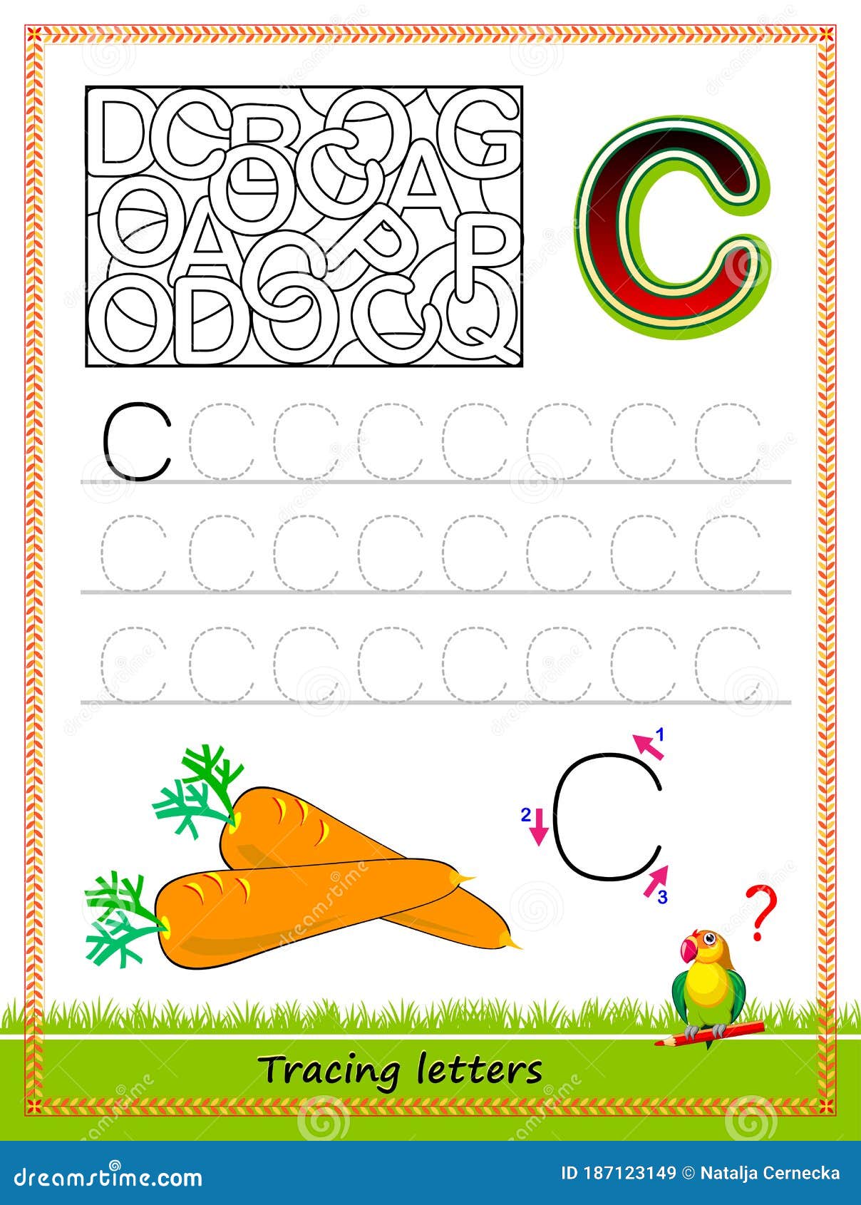 Worksheet For Tracing Letters. Find And Paint All Letters C. Kids Activity  Sheet. Educational Page For Children Coloring Book Stock Vector -  Illustration Of Letter, Kids: 187123149