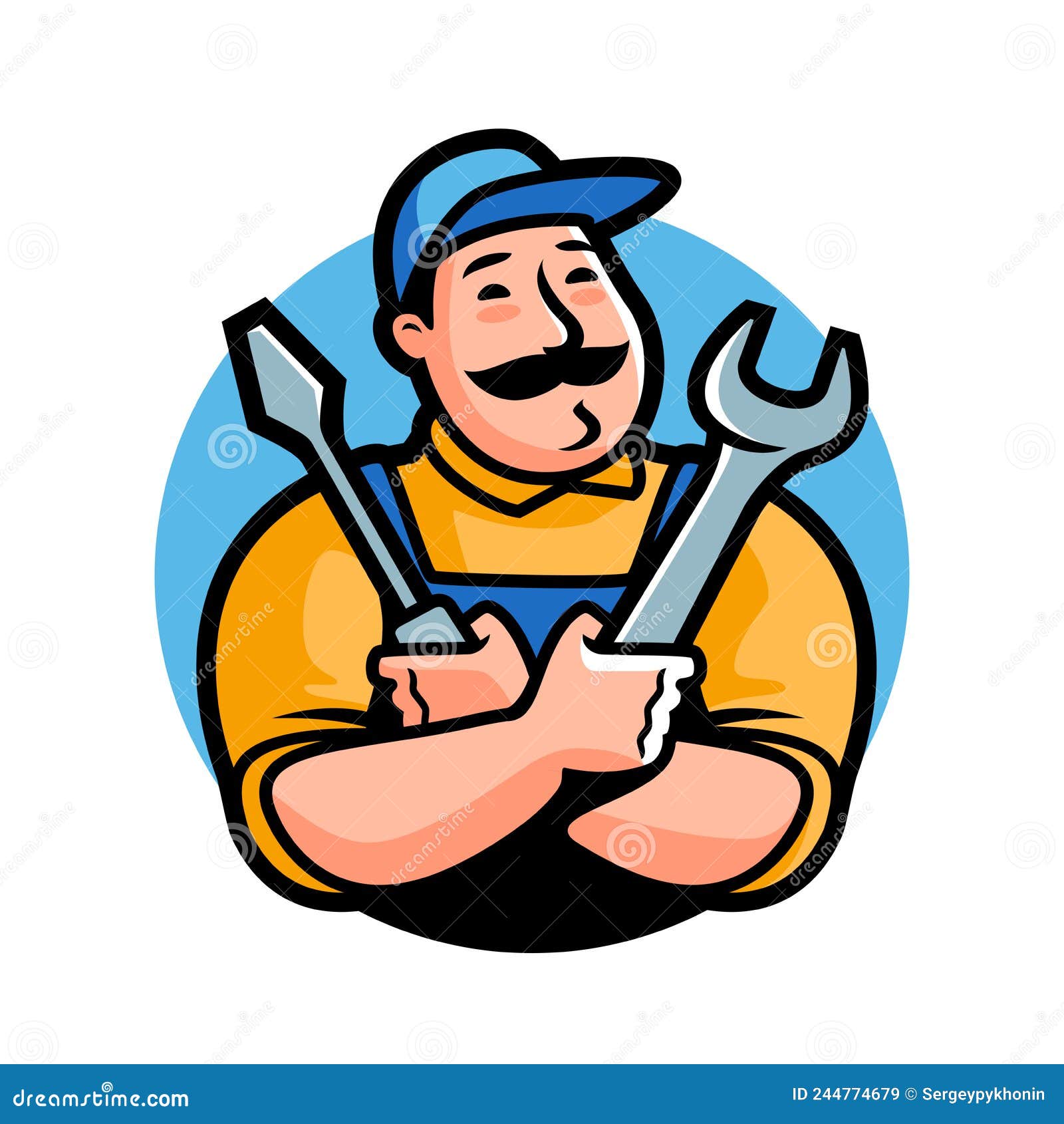 Logo. Emblem Mechanic with Construction Tools for Auto