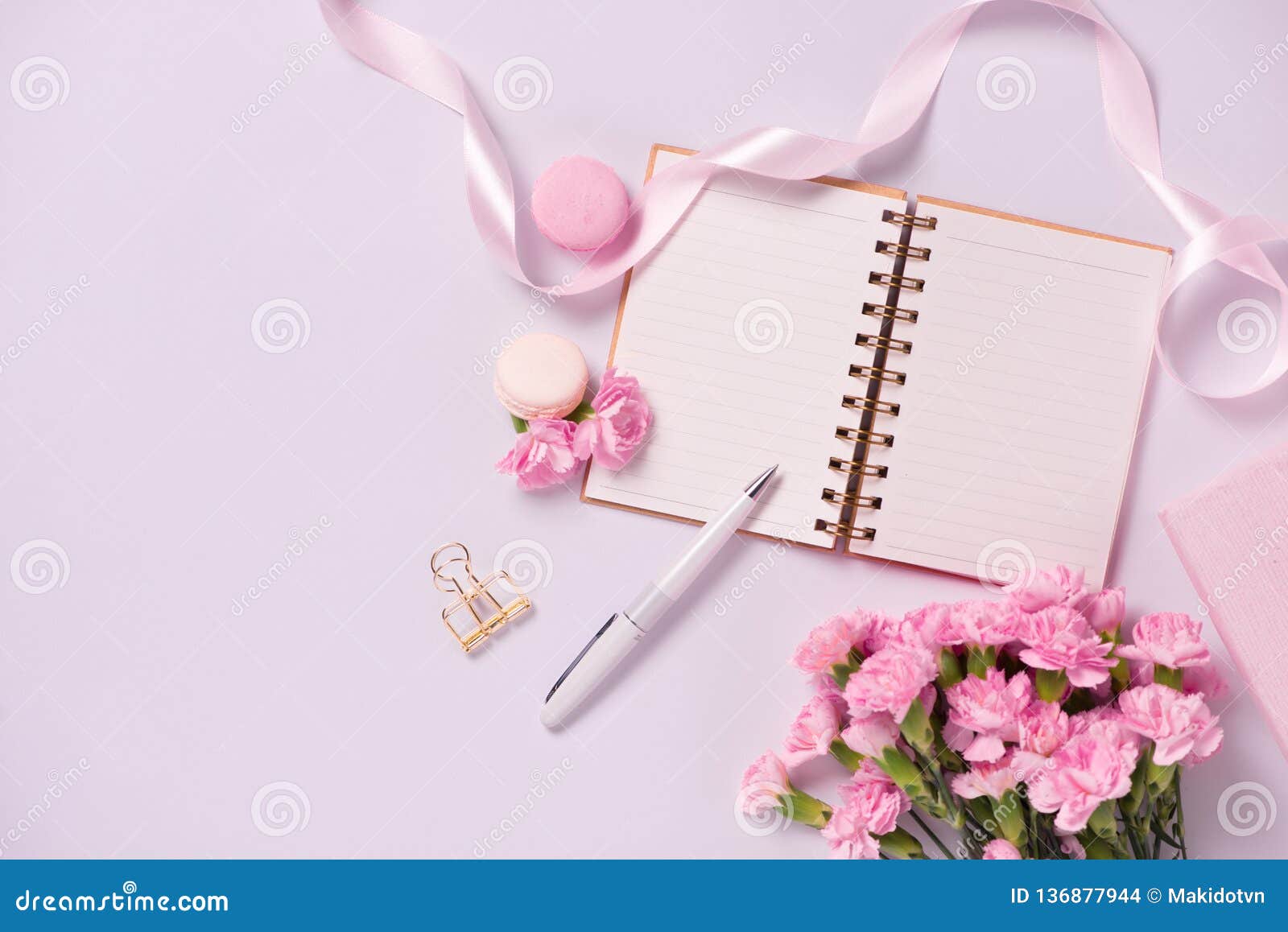 Mockup Planner Flat Lay. Accessory on the Table. View Top. White