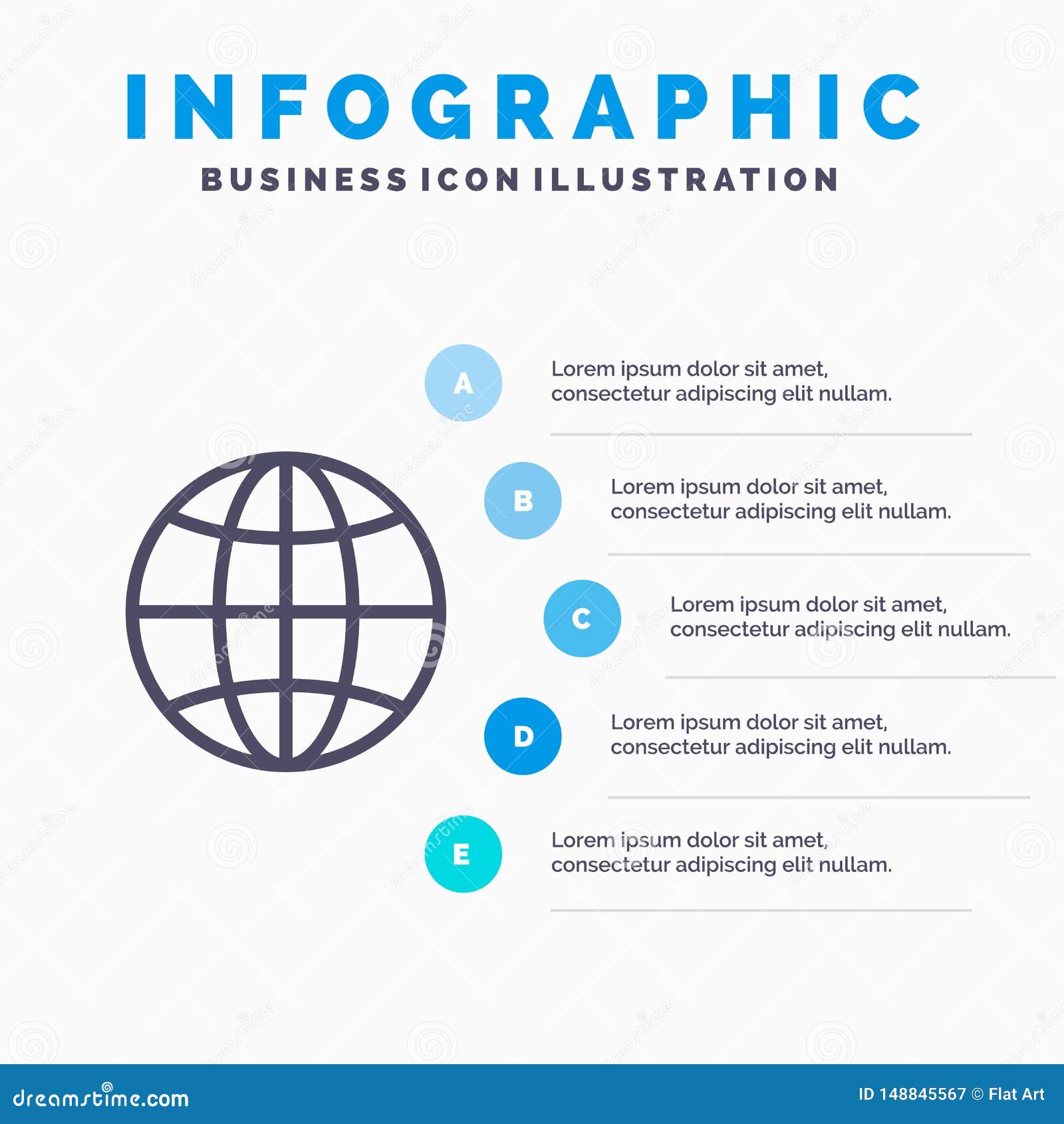 World Globe Internet Design Line图标 包含5步演示信息图形背景向量例证 插画包括有line图标 包含5步演示信息图形 背景 World Globe Internet Design