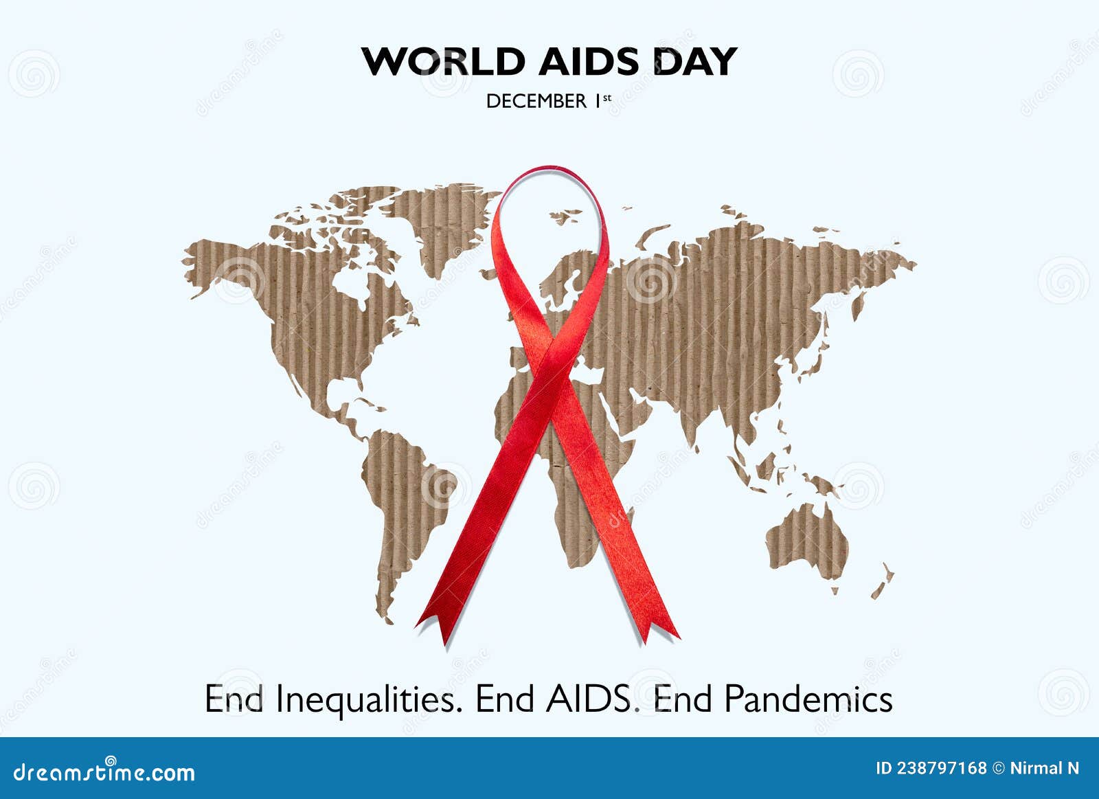 World Aids Day December 1st text with red ribbon symbol