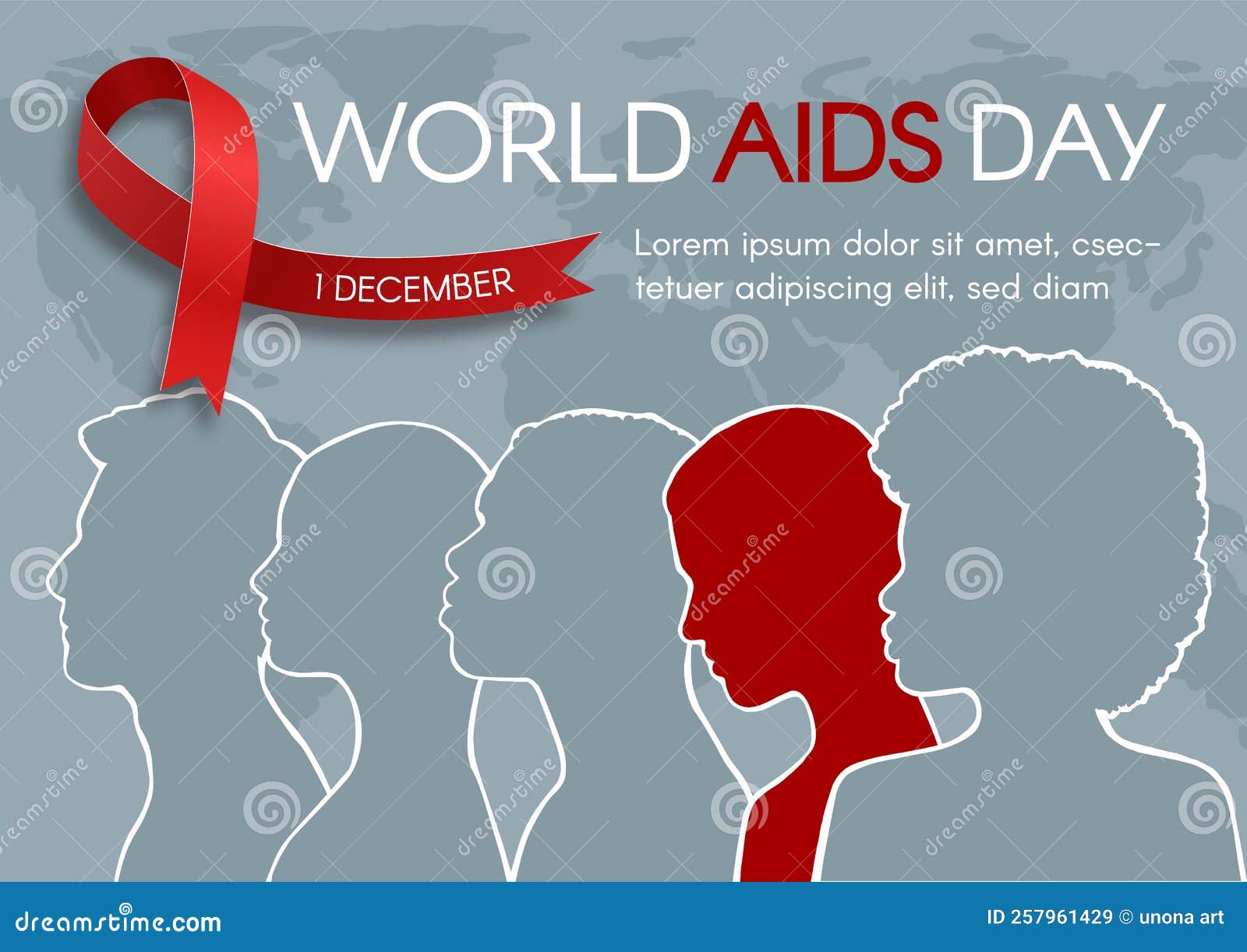 World AIDS Day. Horizontal Banner with Red Ribbon Stock Illustration