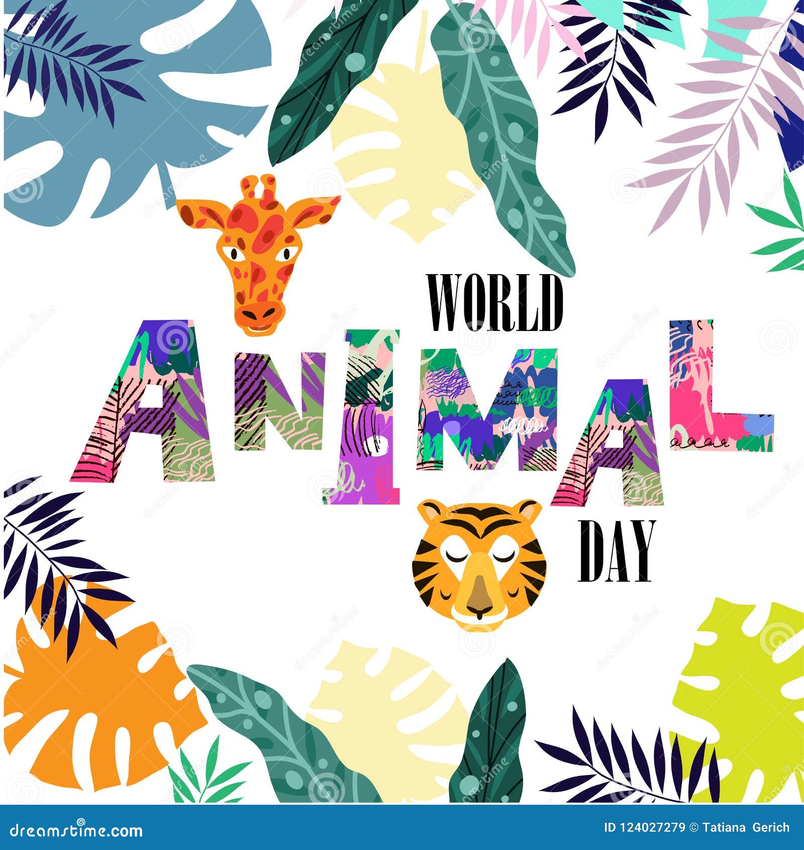 World animal day poster stock vector. Illustration of hair - 124027279