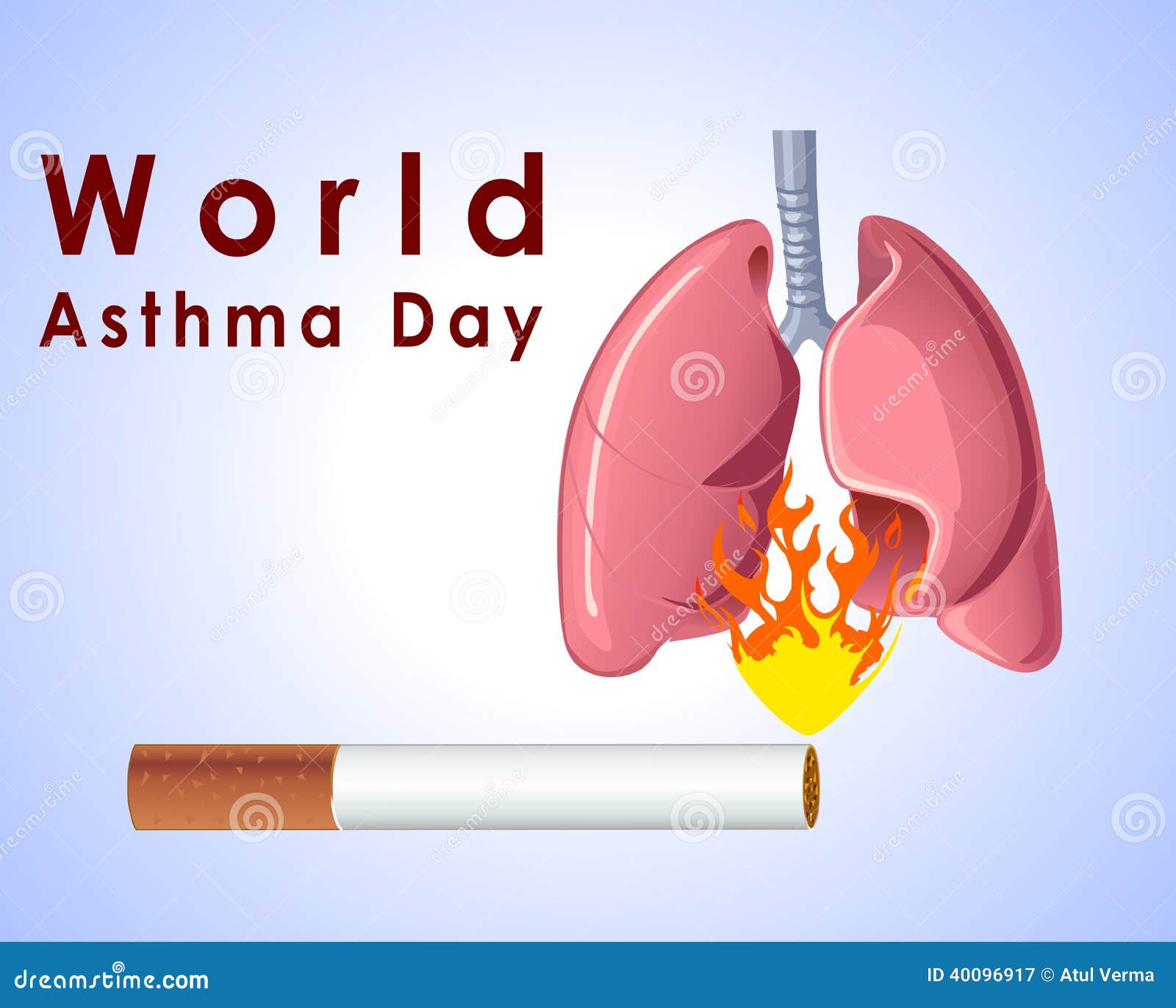 world asthma day background with cigarette lungs and stylish text on blue background-  eps 10