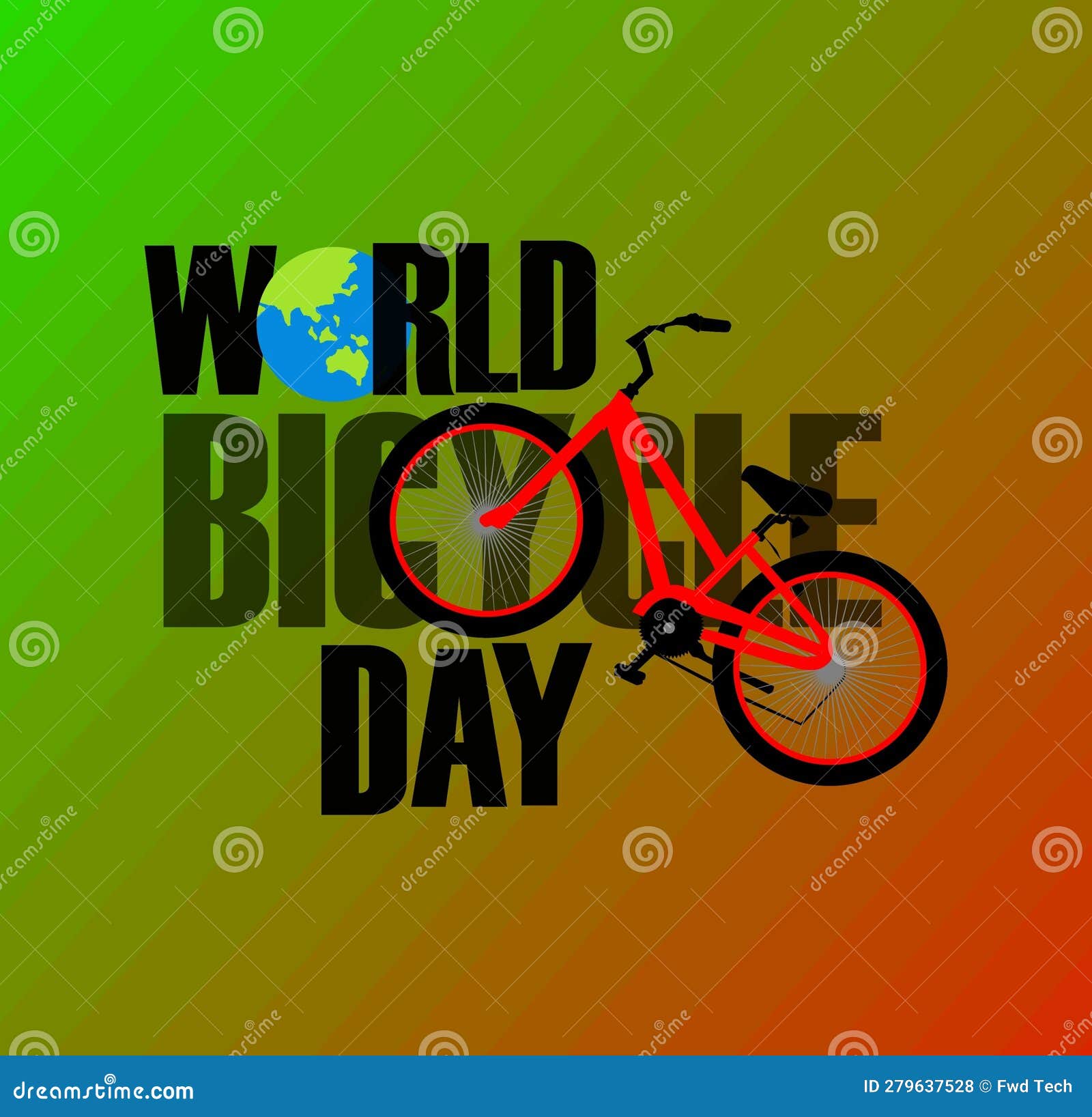 World Bicycle Day International Day 3 June. Stock Vector Illustration of cycling, banner