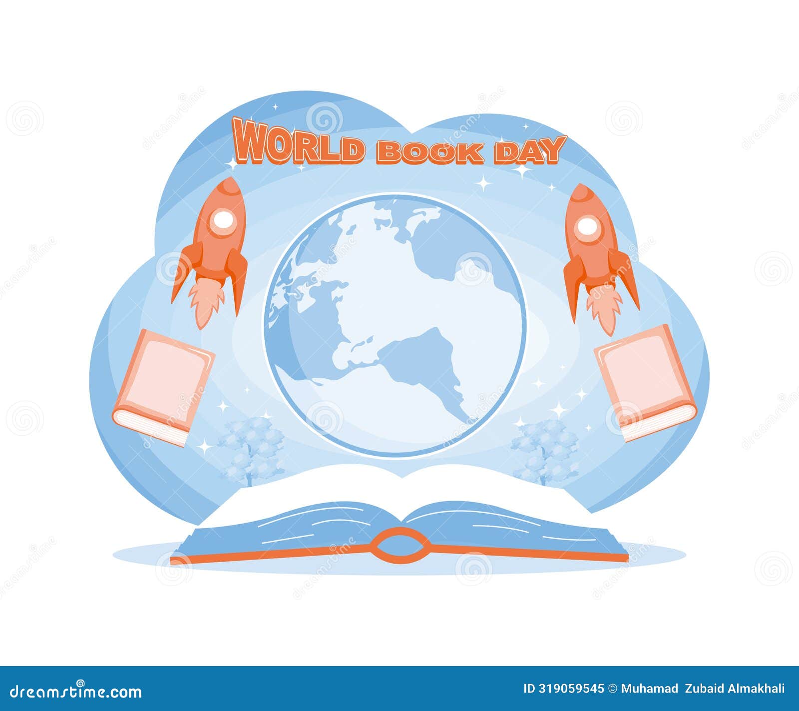 world book day poster world globe character and book.