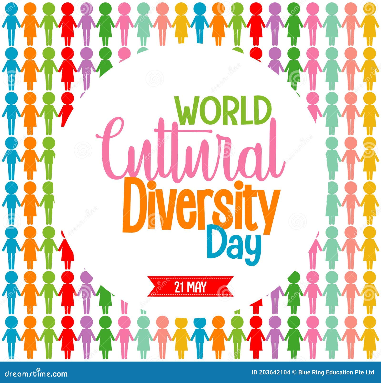 World Cultural Diversity Day Logo or Banner with Different Color People