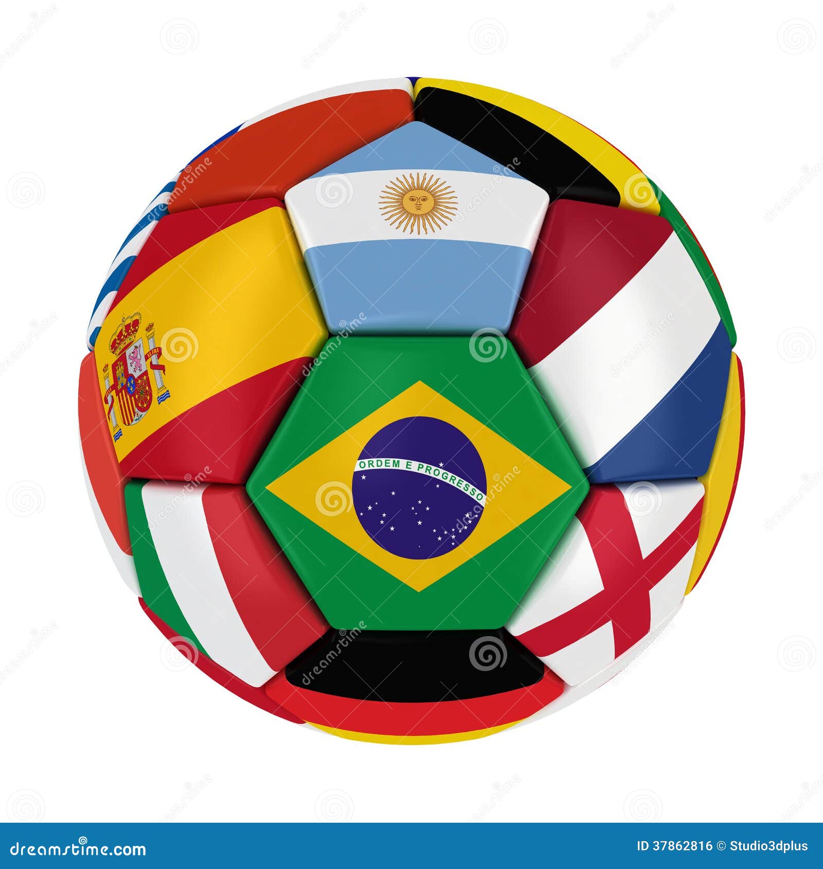 World Cup 2014 Brazil Ball With Country Flags Stock Illustration