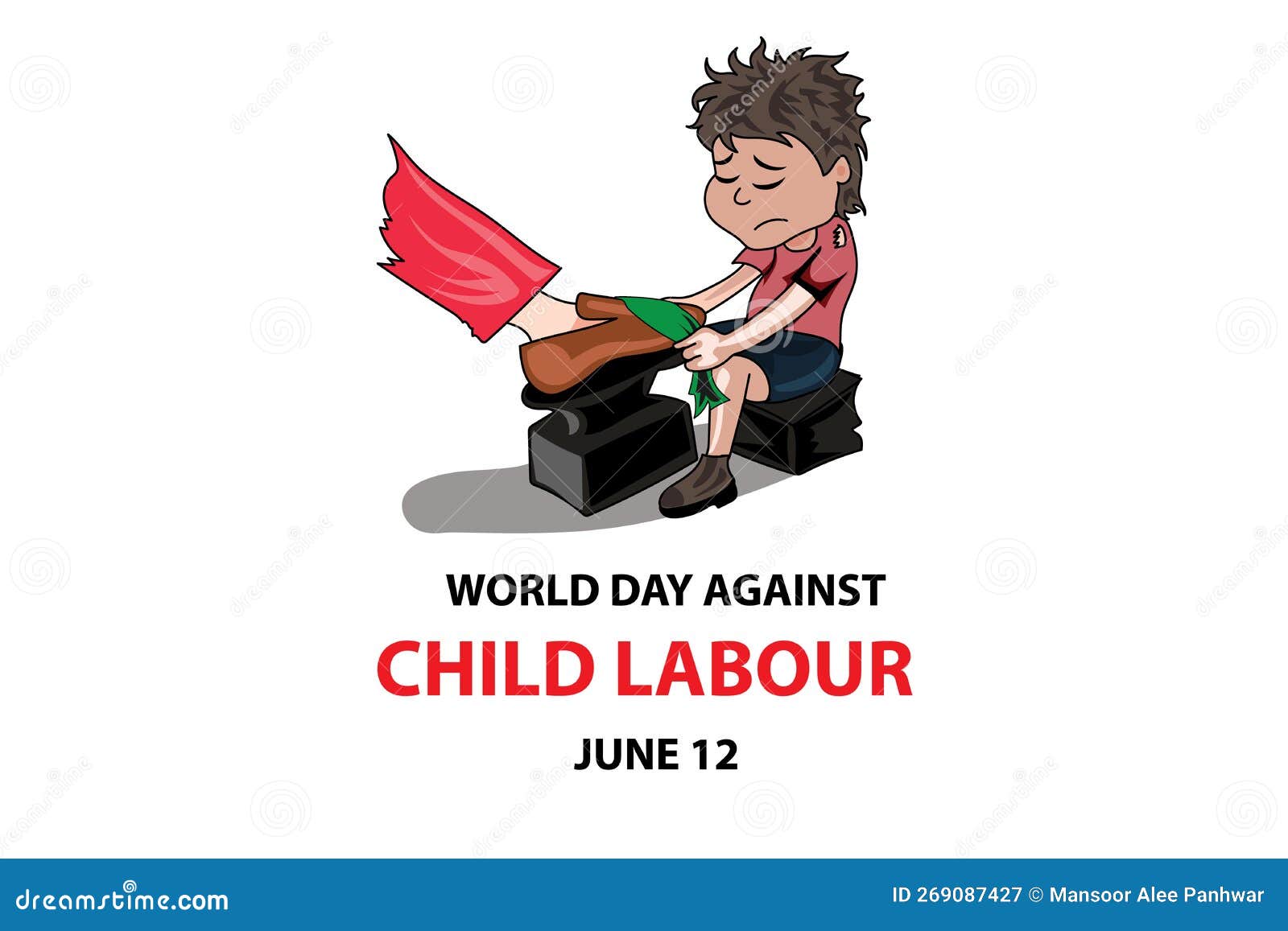 World Day Of Against Child Labour Vector Illustration Stock Vector World Day Of Against Child Labour Vector Illustration Stock Vector