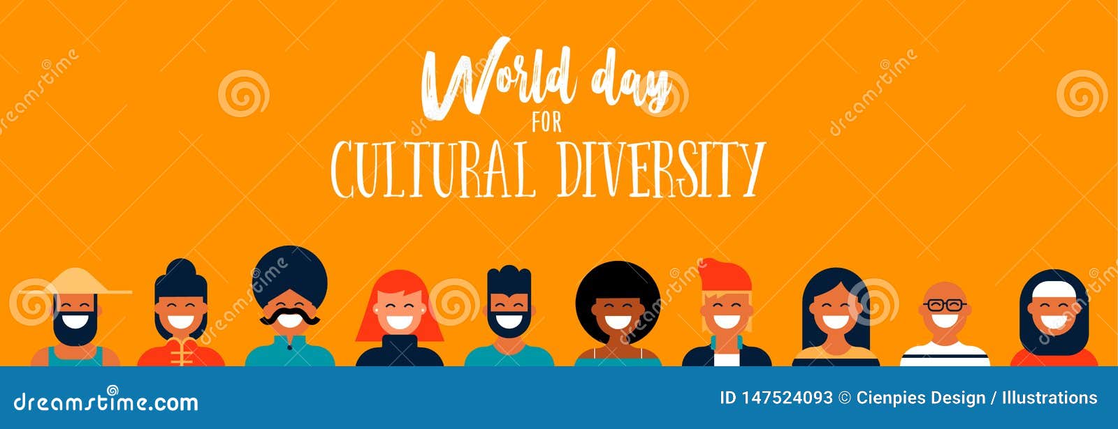 culture diversity day web banner of diverse people icons