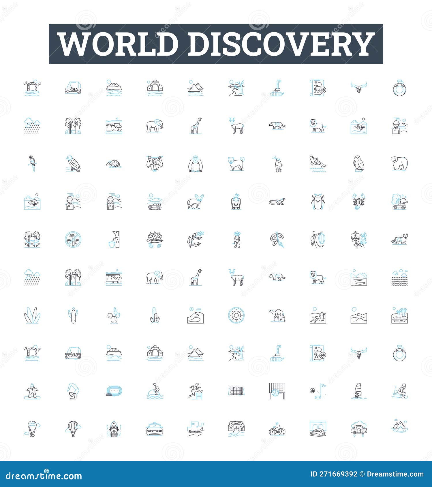 world discovery  line icons set. exploration, expedition, navigation, identifying, mapping, locating, geography