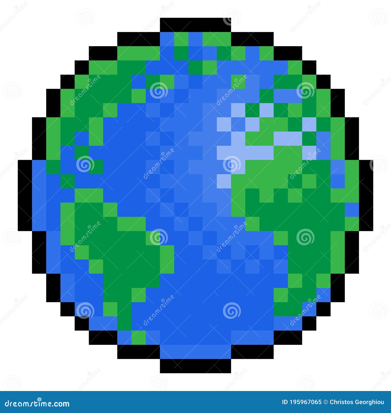 World Earth Globe Eight Bit Pixel Art Game Icon Stock Vector