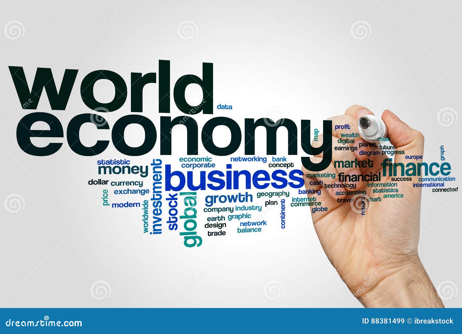 World economy word cloud stock image. Image of continent - 88381499