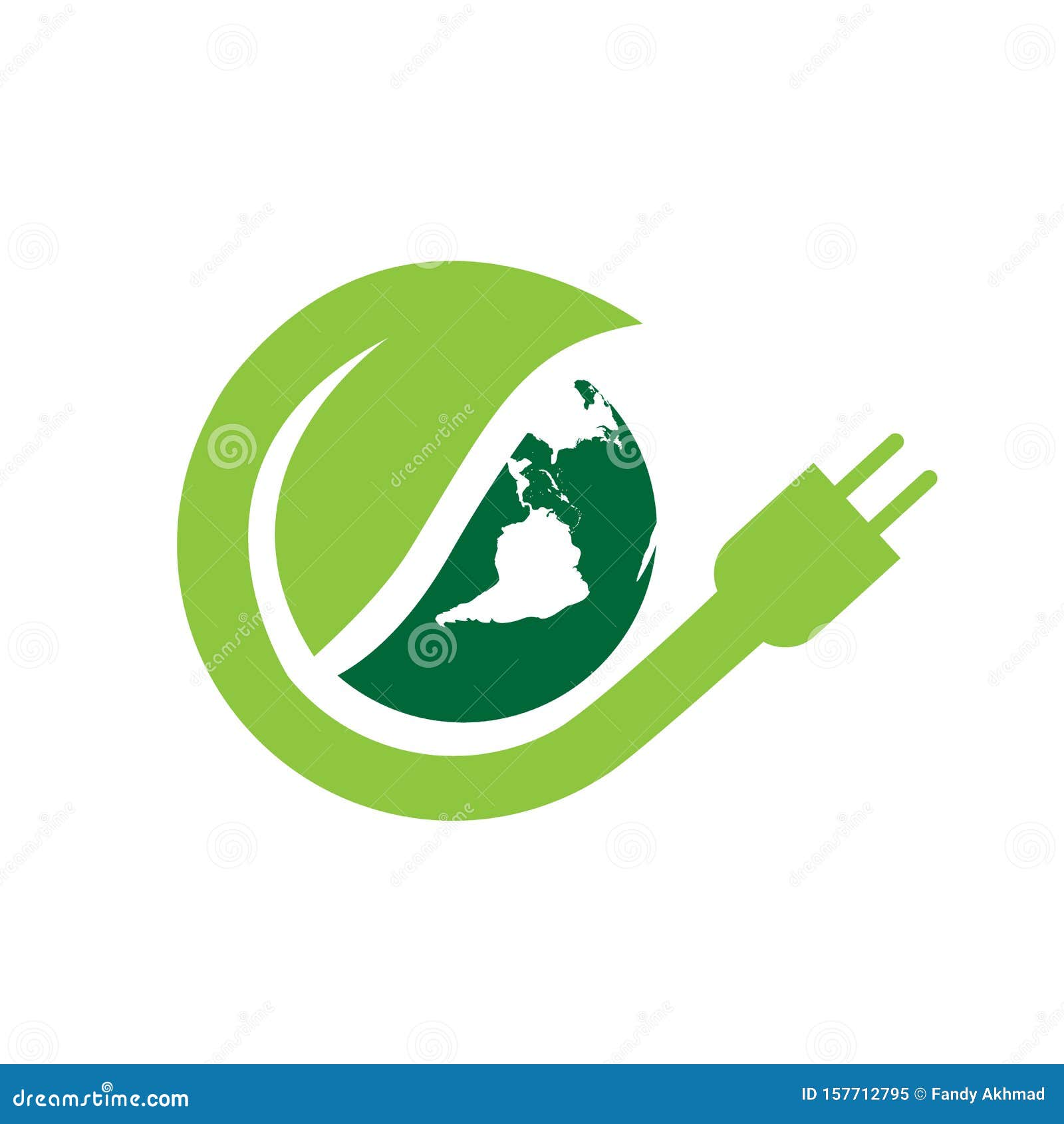 World Electricity Green Energy Logo Vector Illustrations Stock Vector