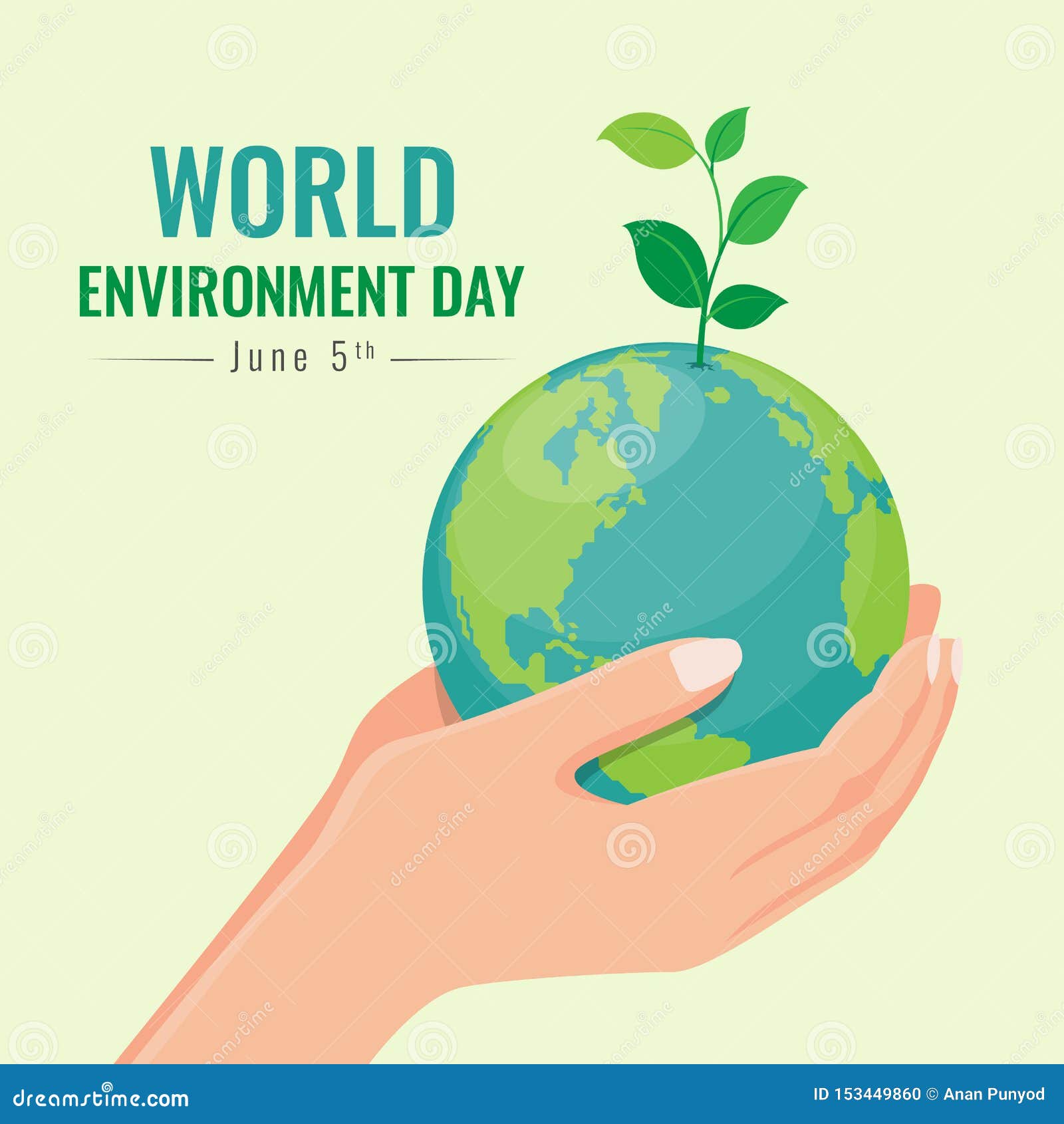 World Environment Day Banner with Hand Hold Seed Plant on Circle Earth ...