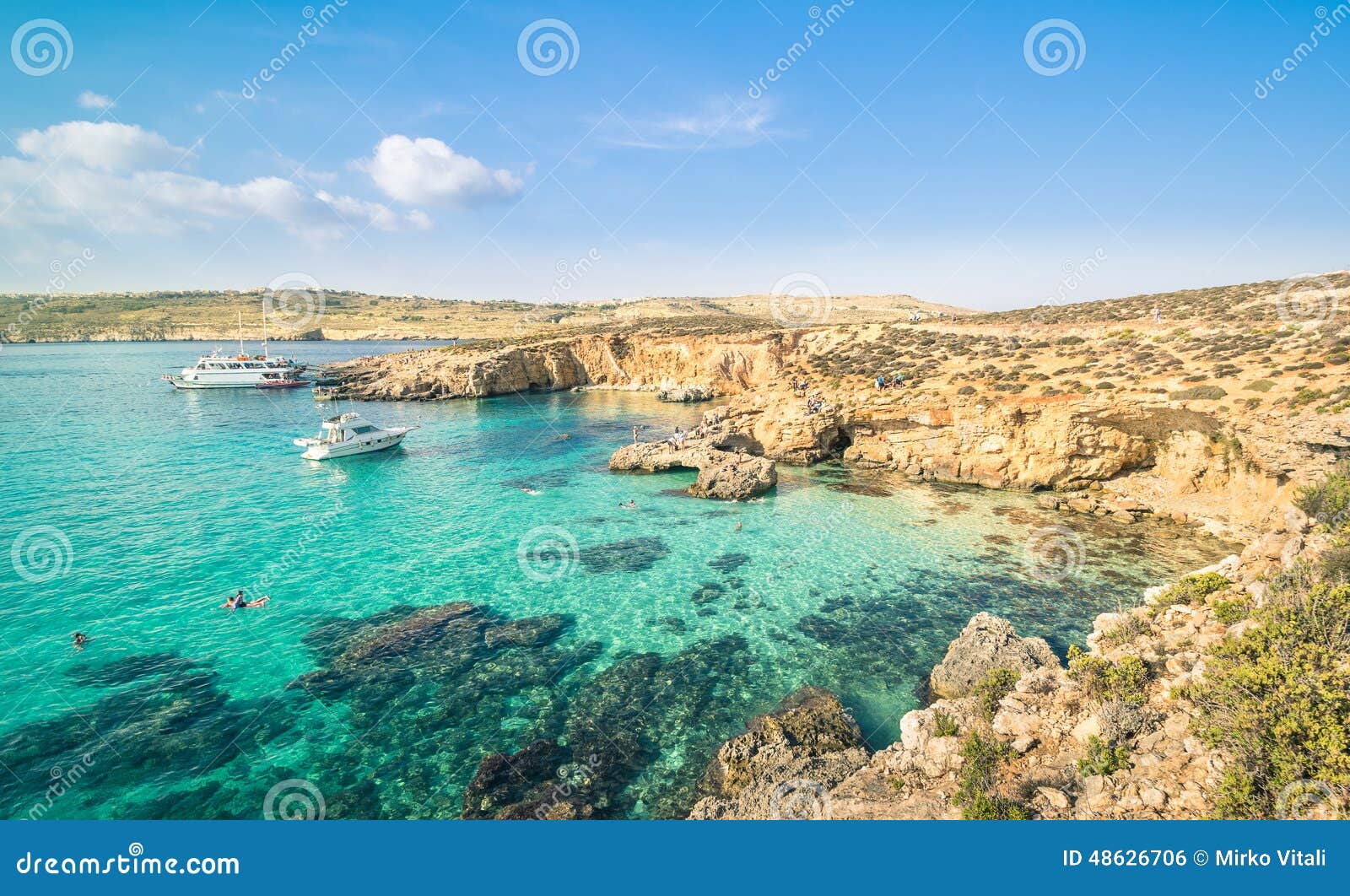 the world famous blue lagoon in comino island - malta