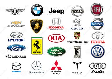 World Famous Car Brands. Isolated on White Background. Editorial Stock ...