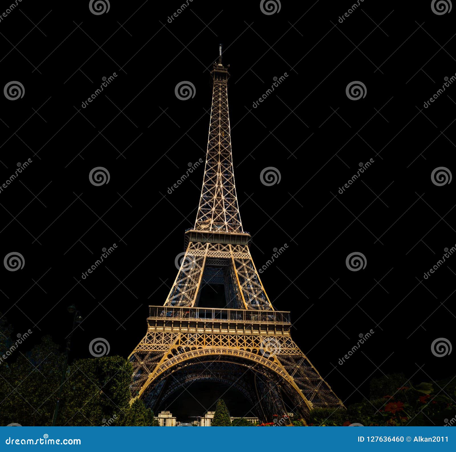 World Famous Tour Eiffel on Black Background Editorial Image Image of