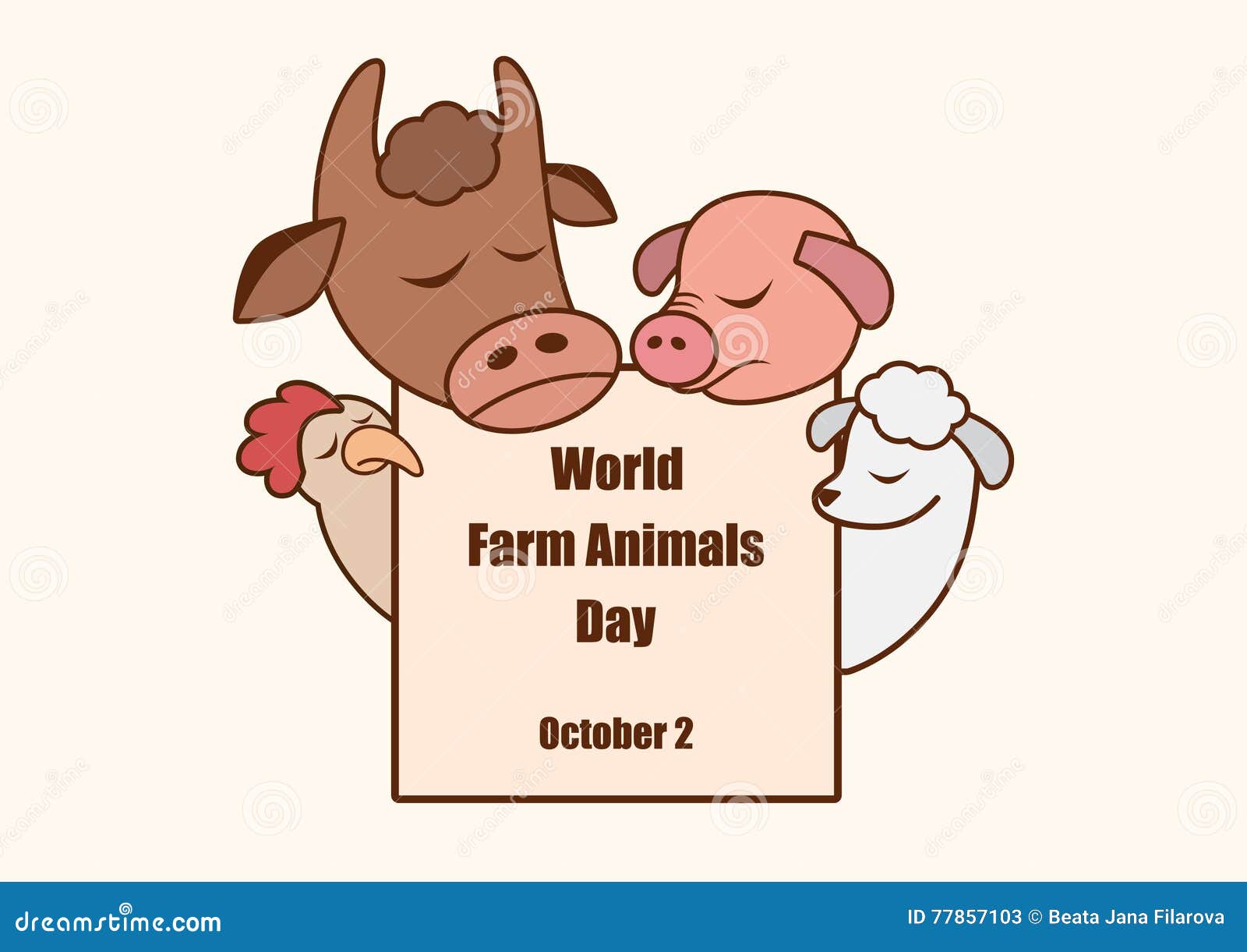 World Farm Animals Day Vector Stock Vector - Illustration of brown,  character: 77857103