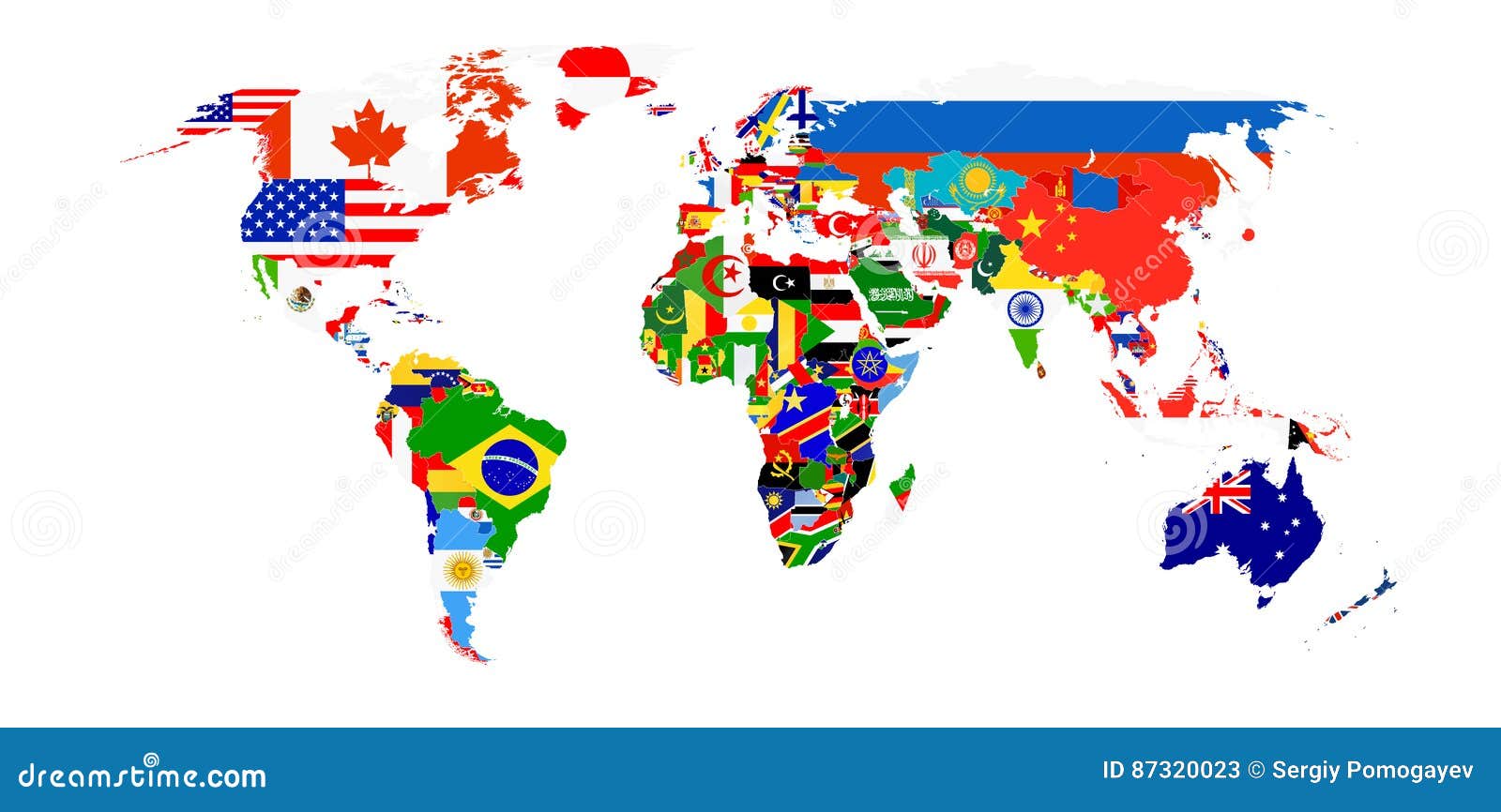 World Flag Map Isolated on White Stock Vector Illustration of