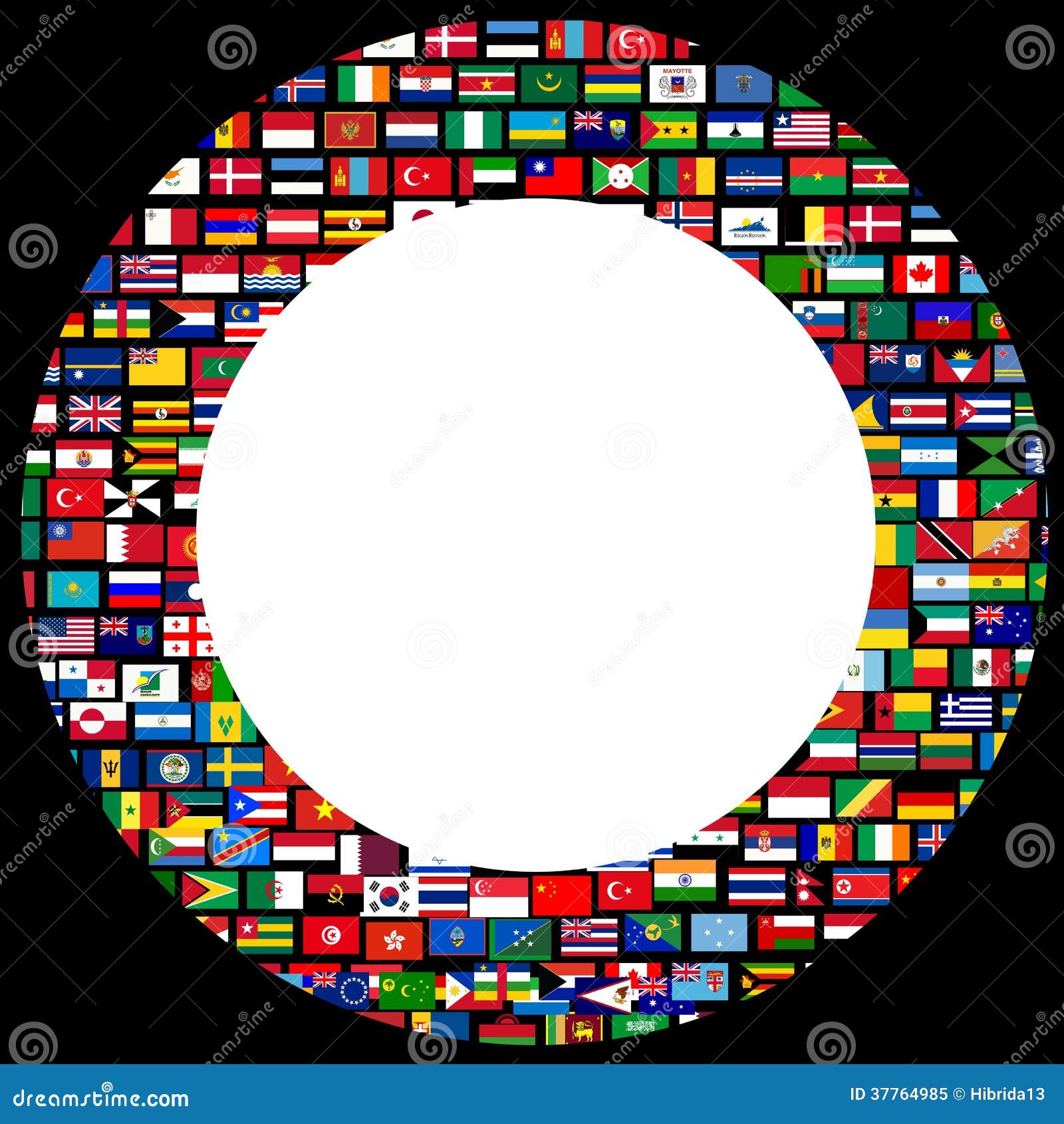 World Flags Circle Frame Over Black Background Royalty Free Stock Photo